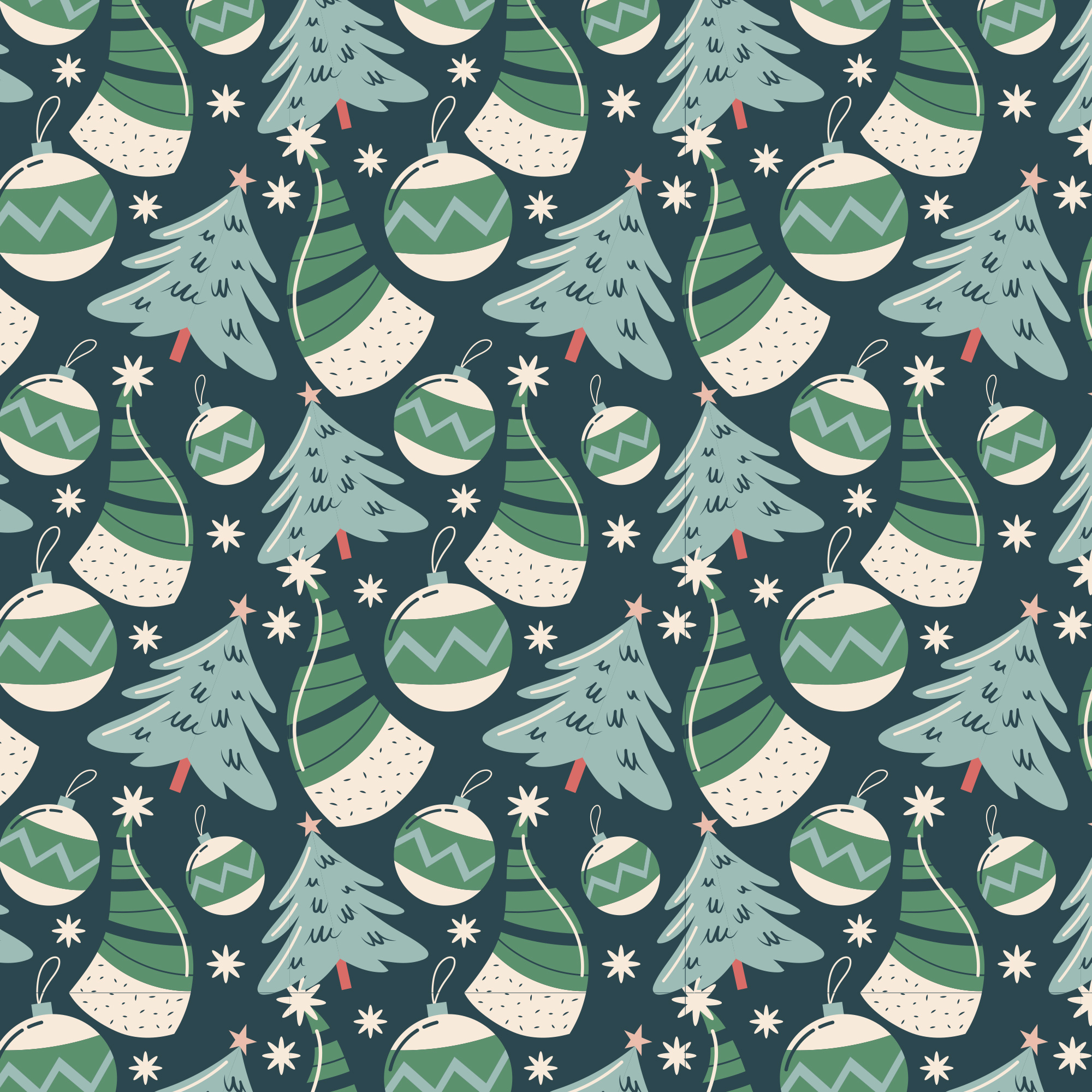 Preview for Christmas-ornaments-trees-pattern-background-9924b