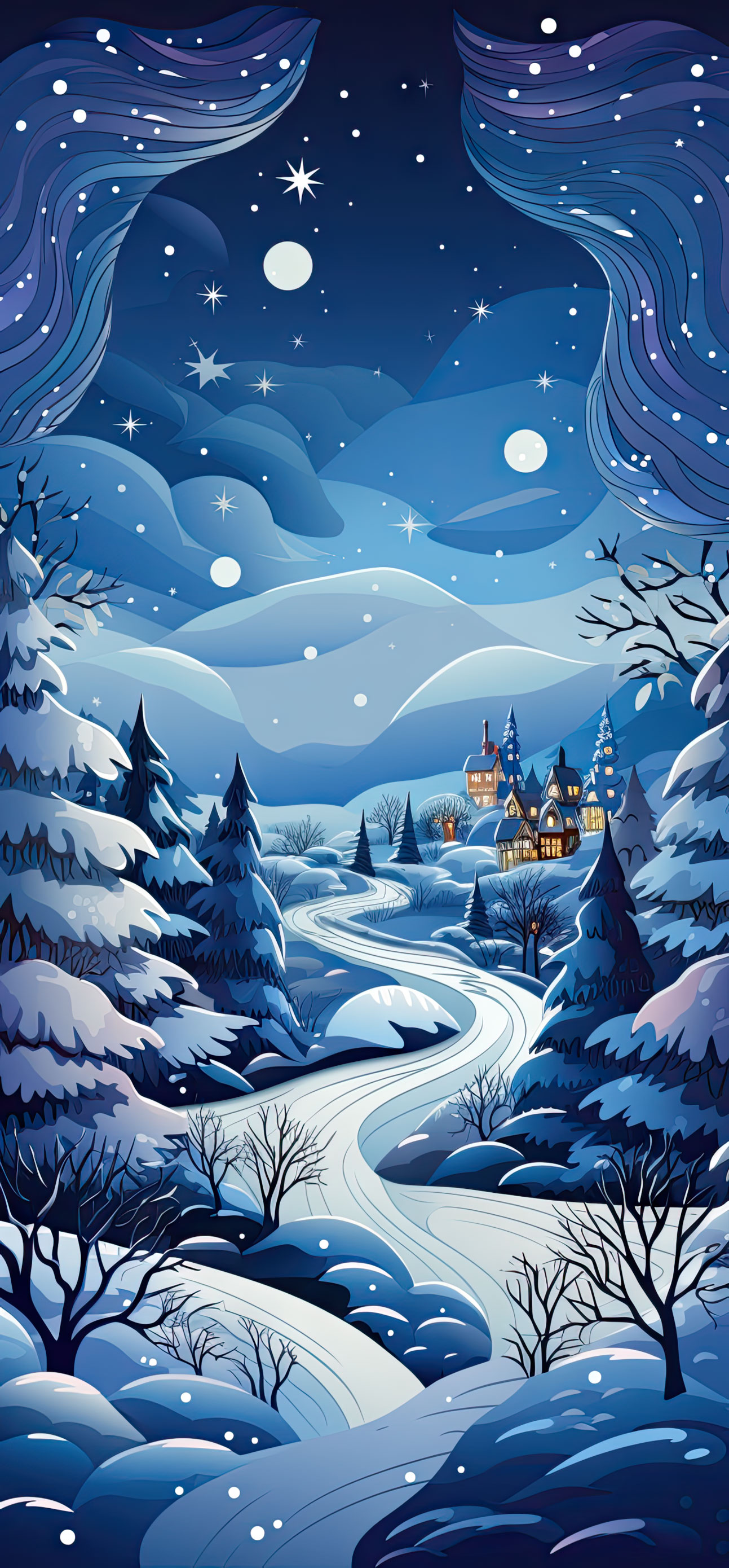 Preview for Winter-landscape-castle-christmas-phone-background-c8f9a