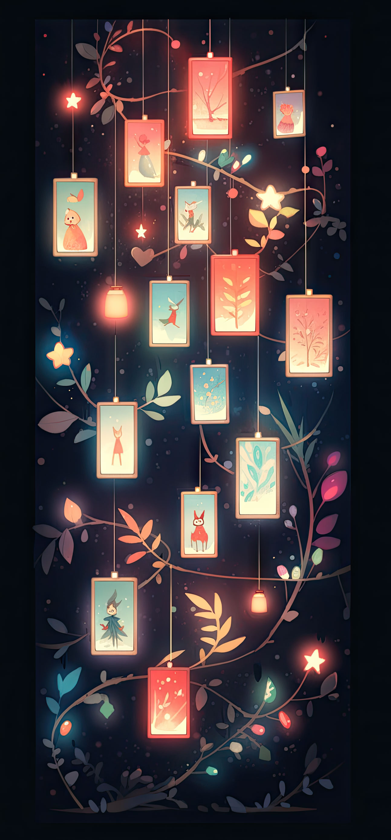 Preview for Whimsical-lanterns-floral-decor-christmas-phone-background-a2022