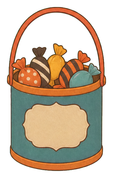 Preview for Dusty Blue Halloween Candy Bucket Sticker