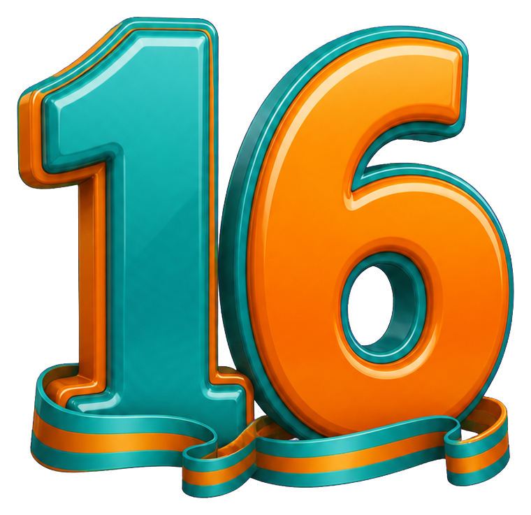 Preview for 16 Ribbon Birthday Number Sticker