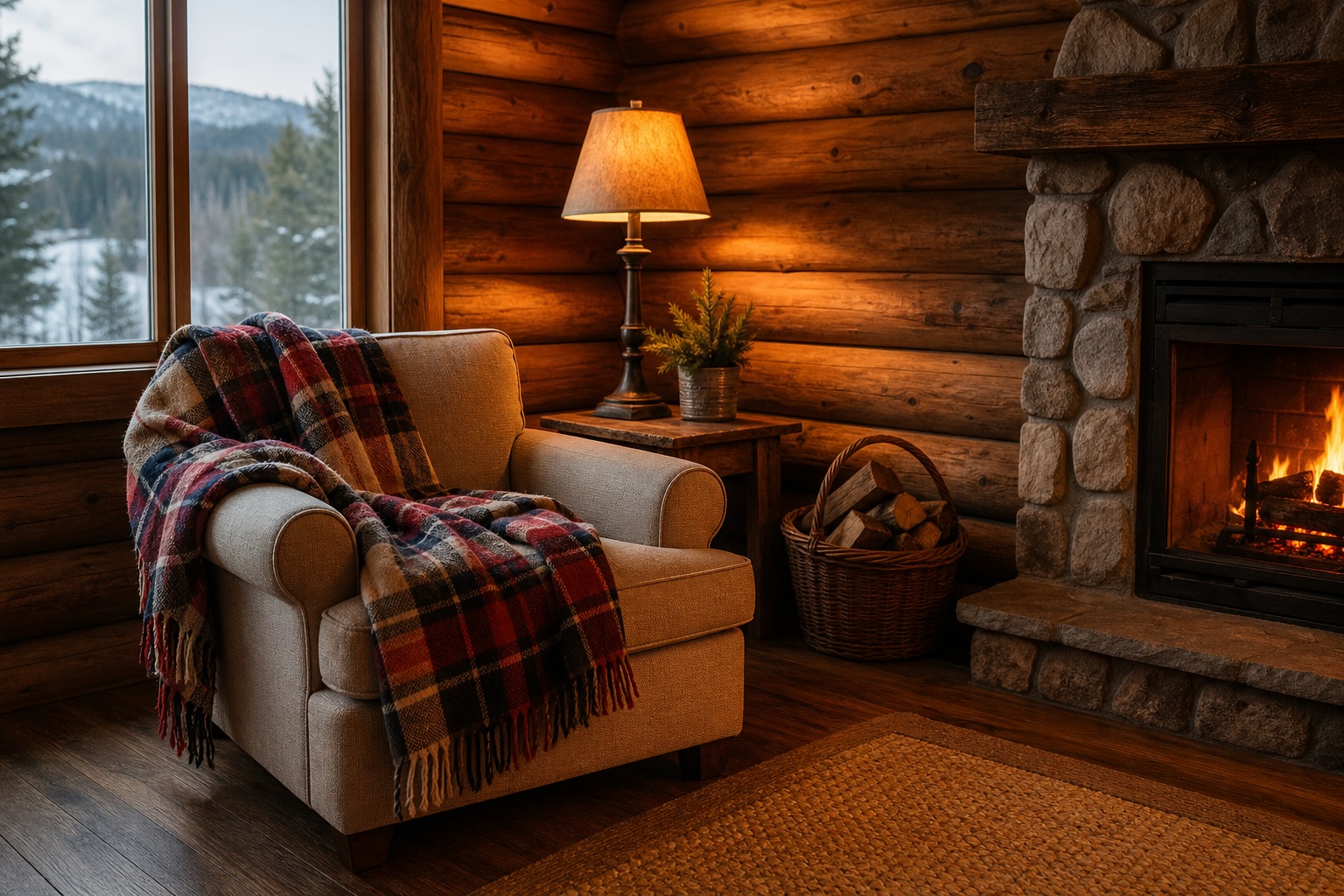 Preview for Plaid Blanket Cabin Chair Background