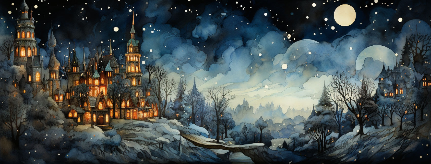 Preview for Winter-castle-under-starry-night-sky-christmas-cover-background-b1d35