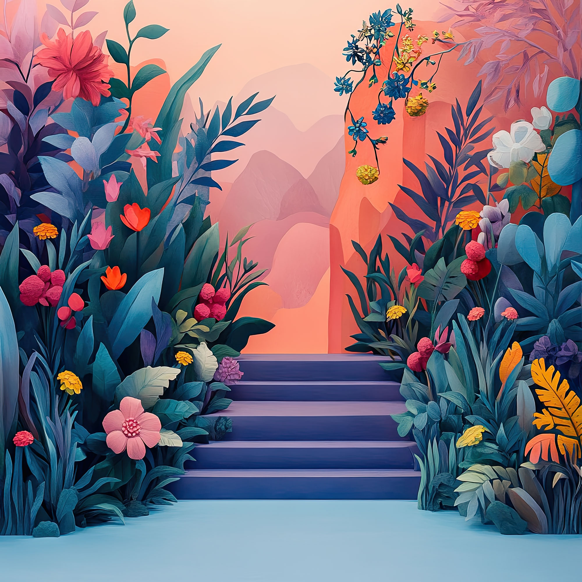 Preview for Vibrant-garden-entrance-illustration-whimsical-backdrop-backgrou-ea29f
