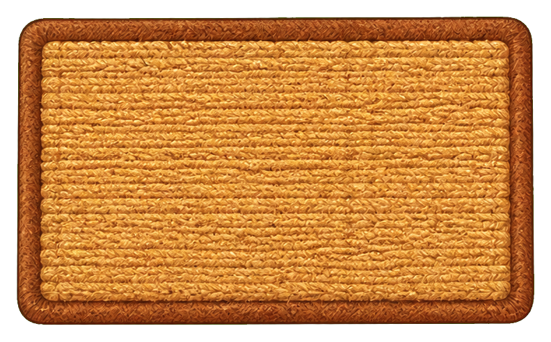 Rectangular blank doormat with a woven tan texture and brown border.
