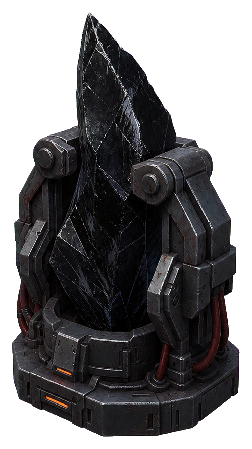 Black obsidian shard held in a mechanical base