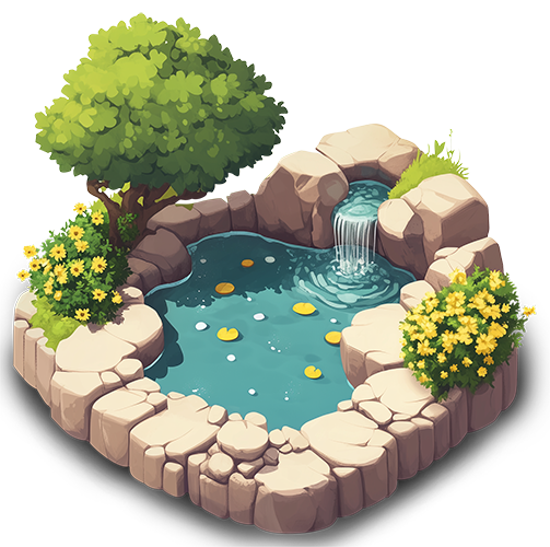 Preview for Serene-pond-illustration-fence-sticker-56222