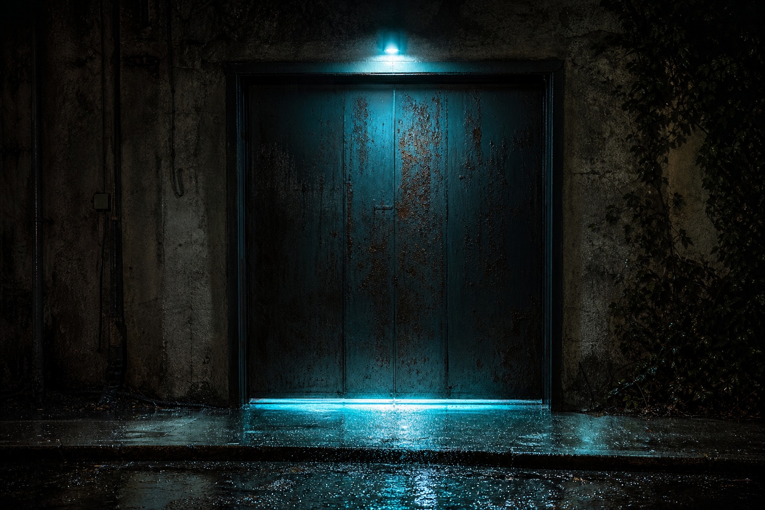 Preview for Cyan Rain Metal Door Night Background