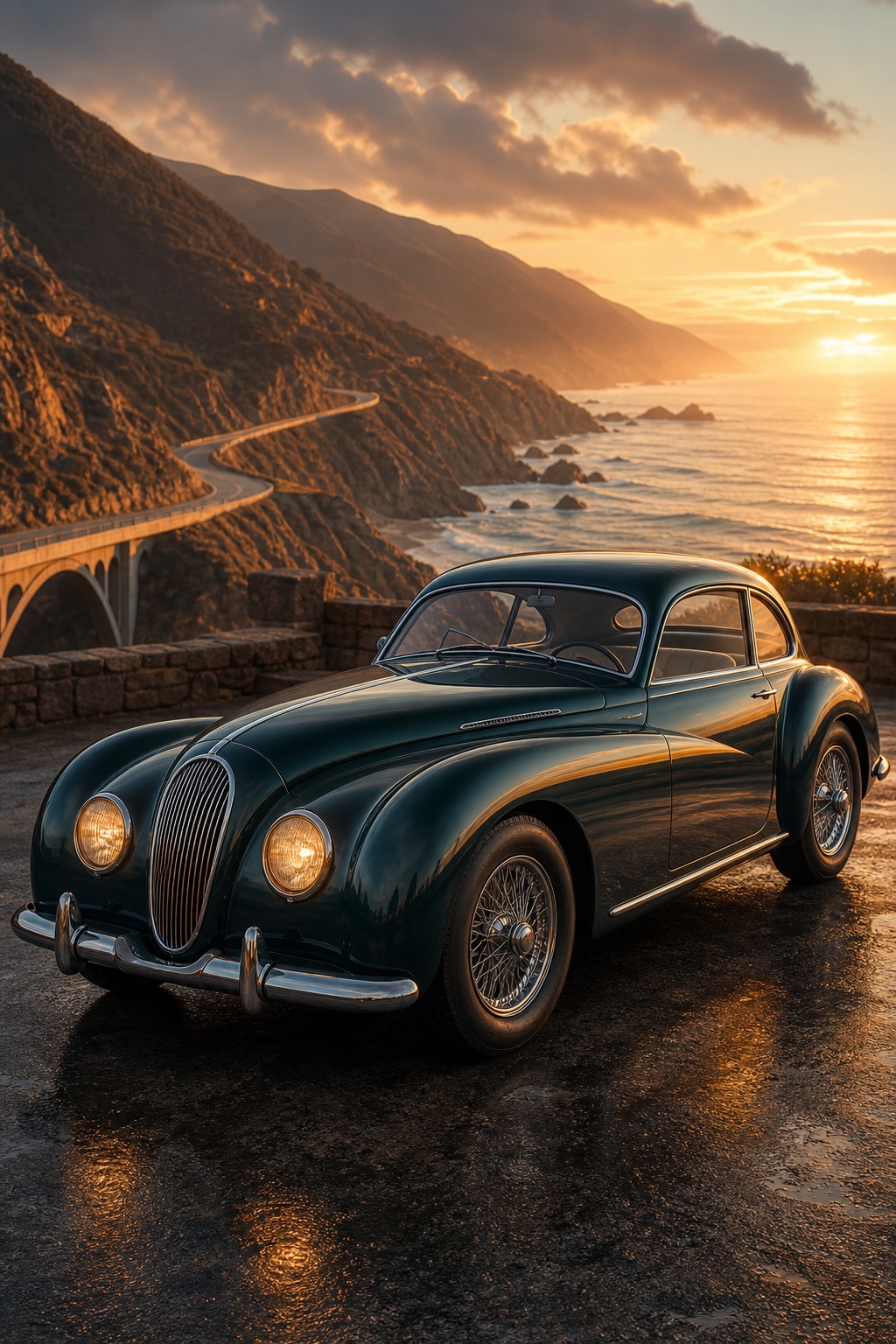 Preview for Classic Car Sunset Background