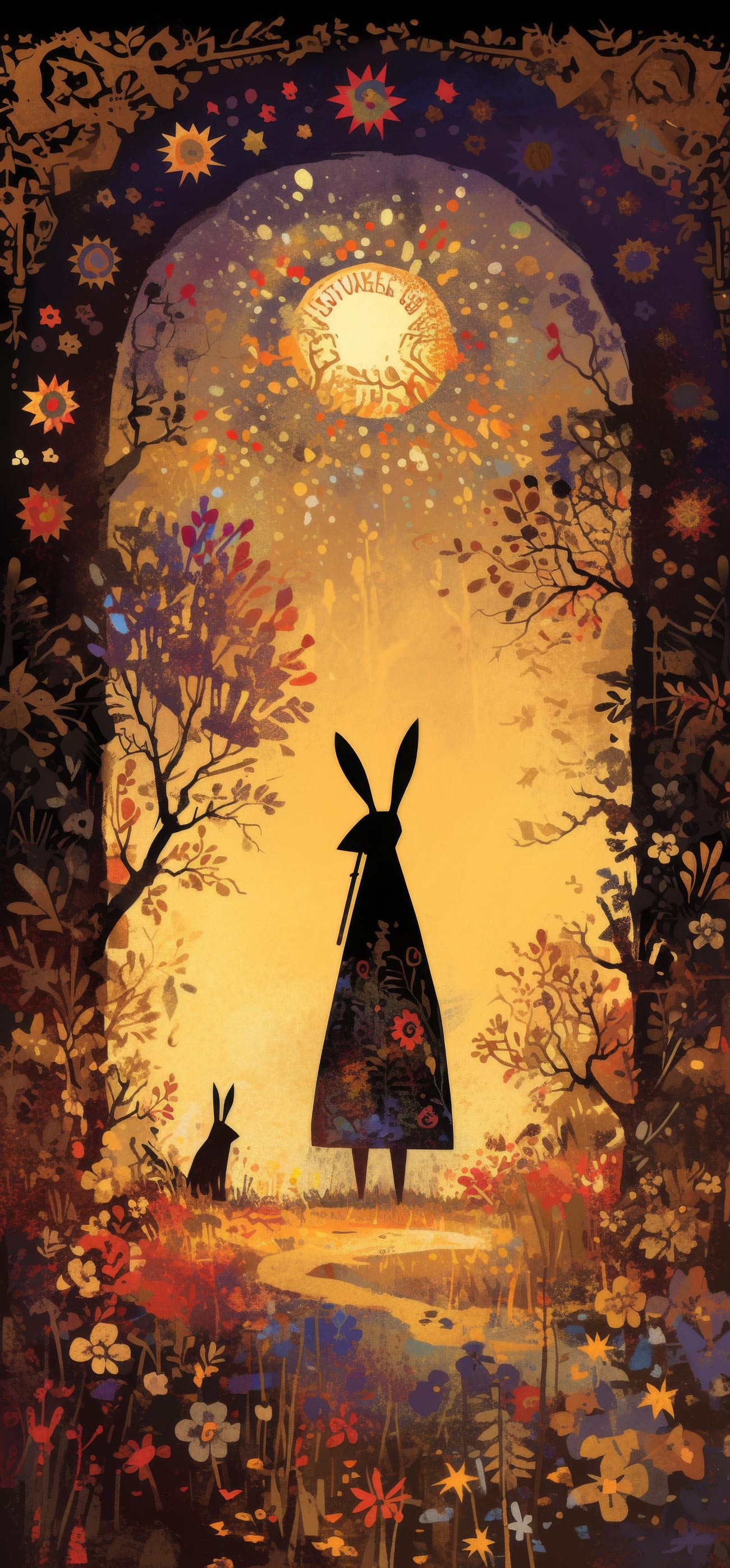 Preview for Whimsical-rabbit-garden-scene-easter-phone-background-08465