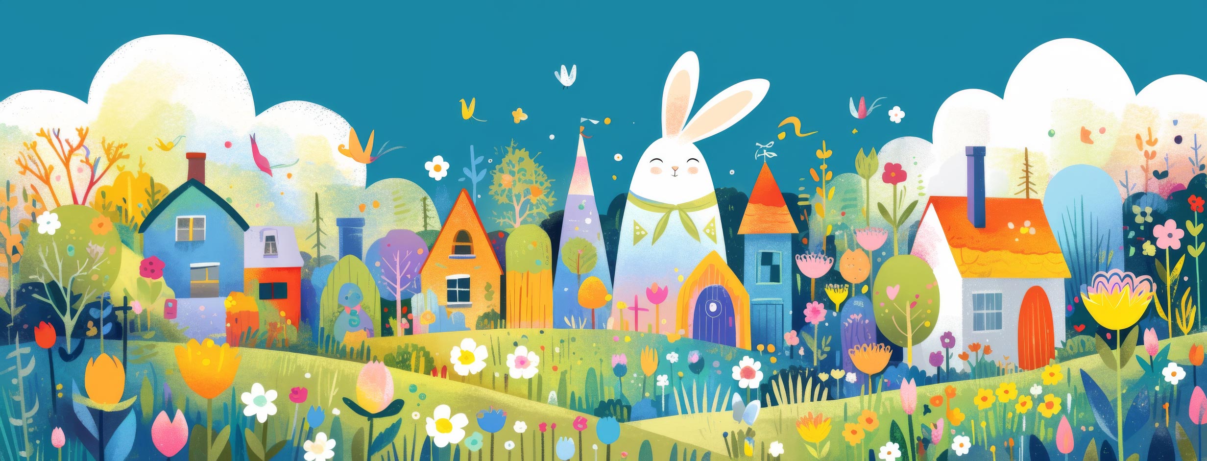 Preview for Easter-village-illustration-easter-facebook-background-978e8