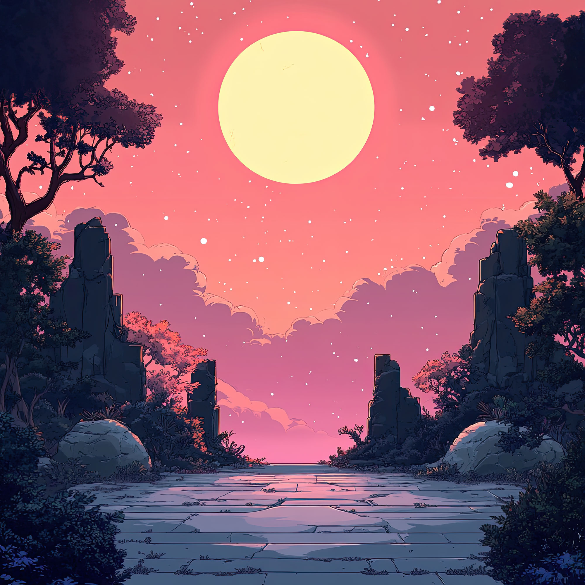 Preview for Mystical-landscape-under-full-moon-nature-backdrop-background-e599e