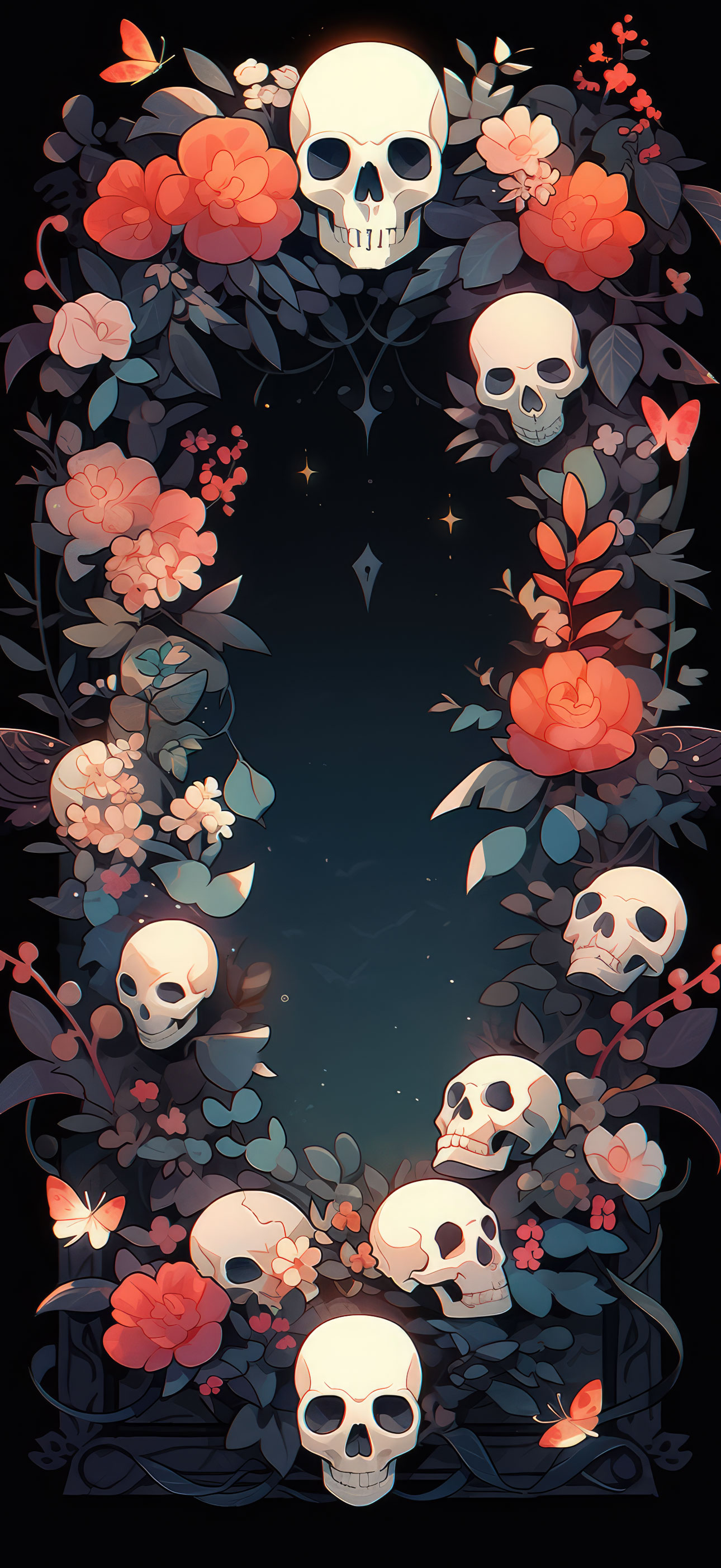 Preview for Floral-skull-frame-design-halloween-phone-background-118b5