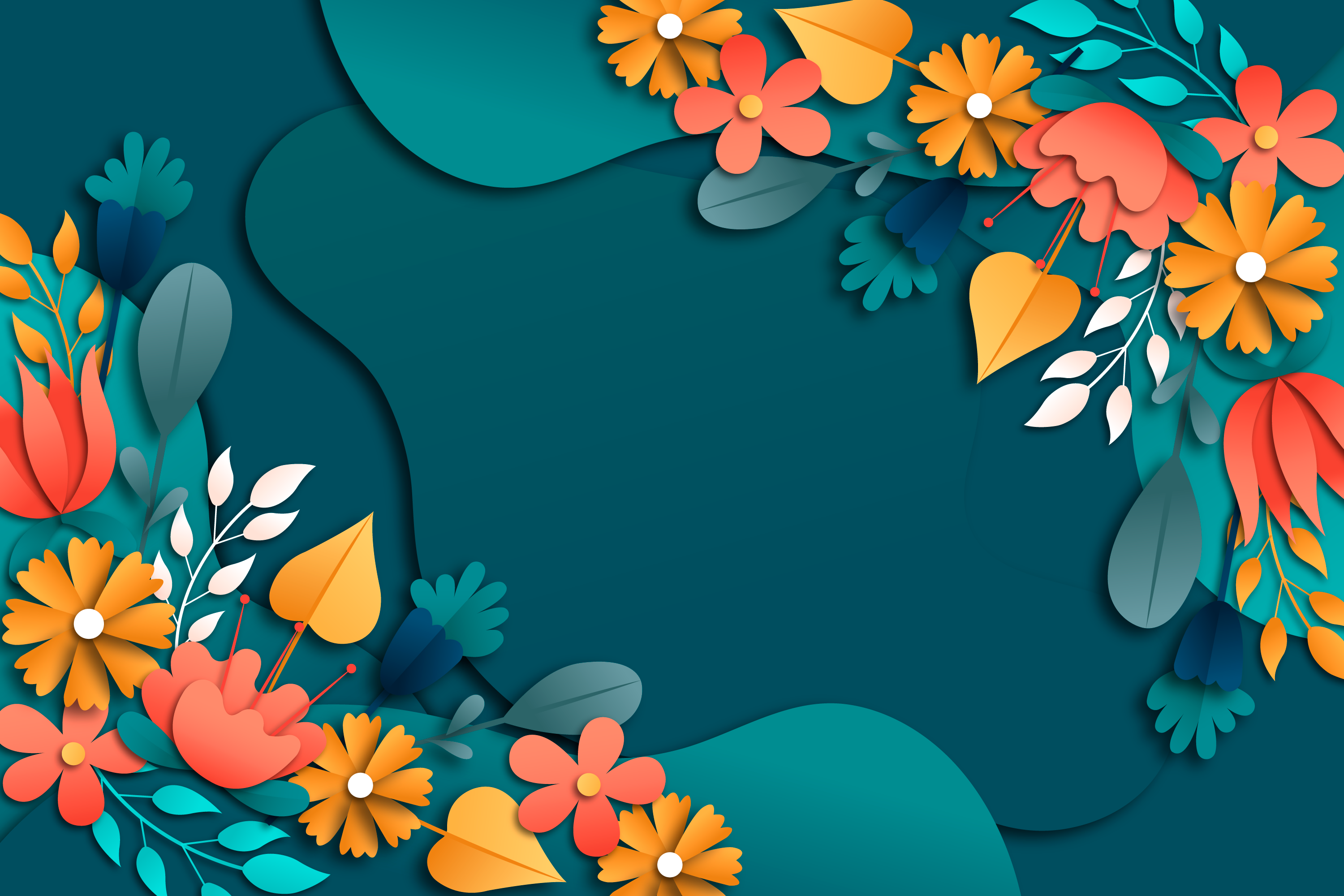 Preview for Floral-wreath-teal-background-spring-136b3