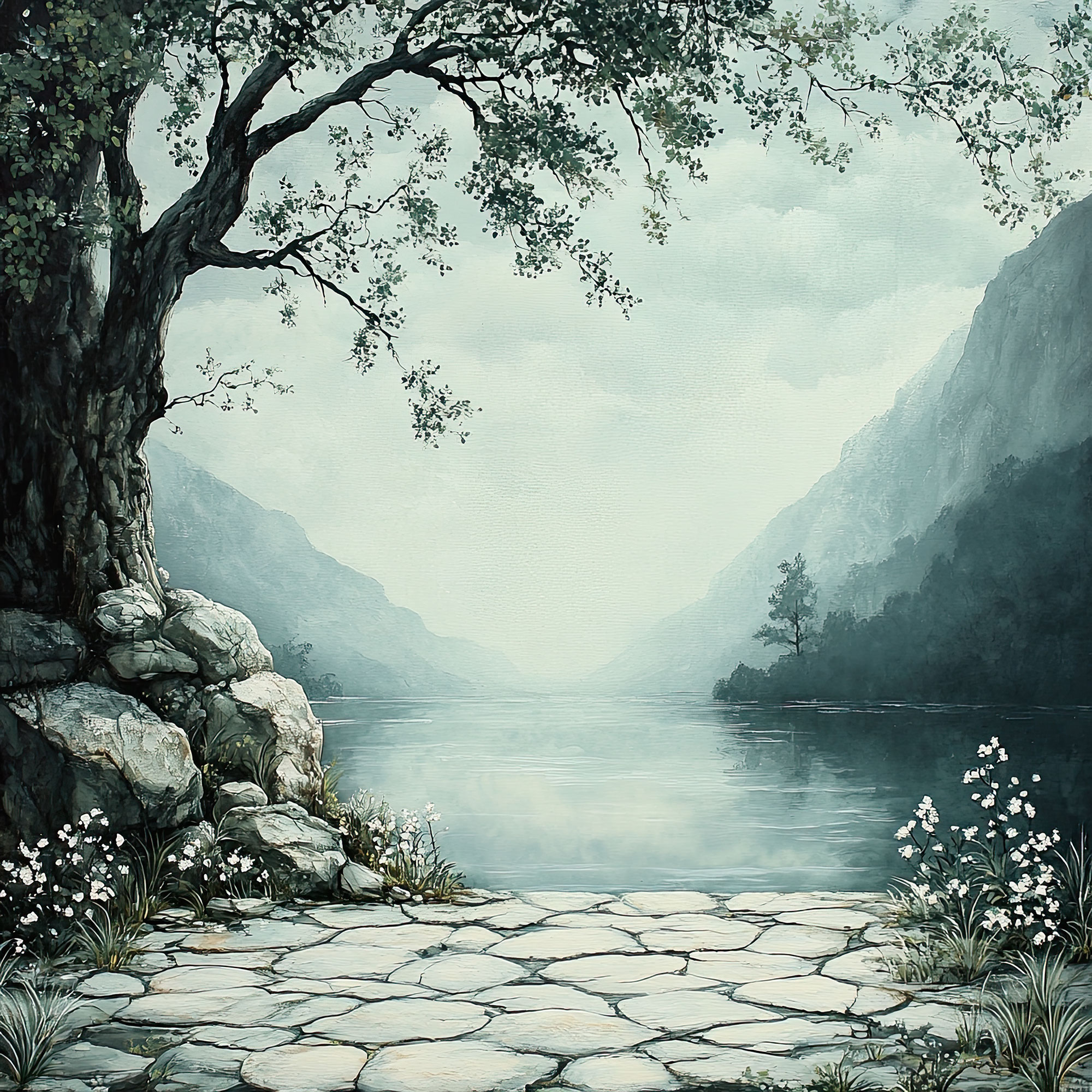 Preview for Serene-mountain-lake-landscape-nature-backdrop-background-51233