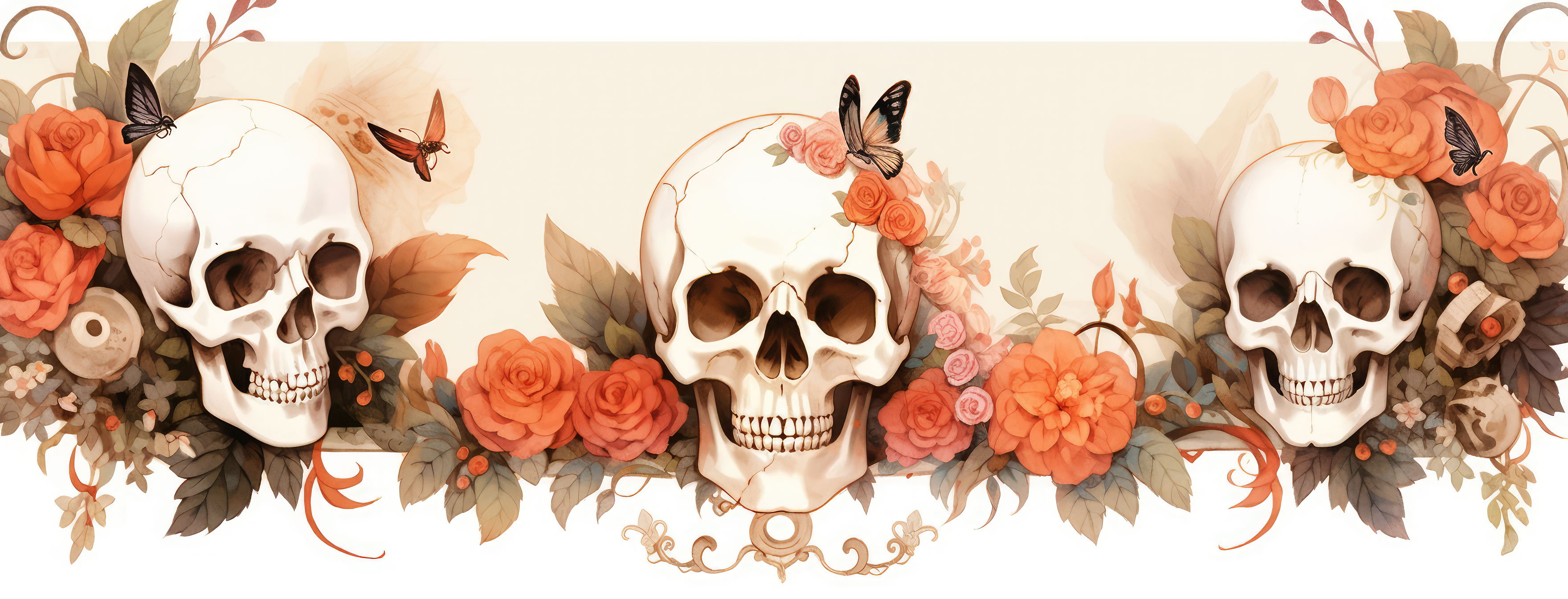Preview for Floral-skull-border-design-halloween-cover-background-2b264