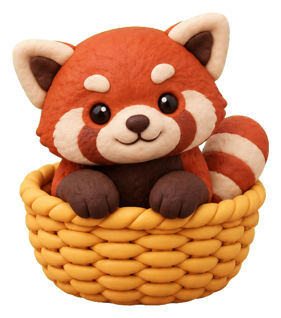 Preview for Clay Red Panda Baby In A Basket