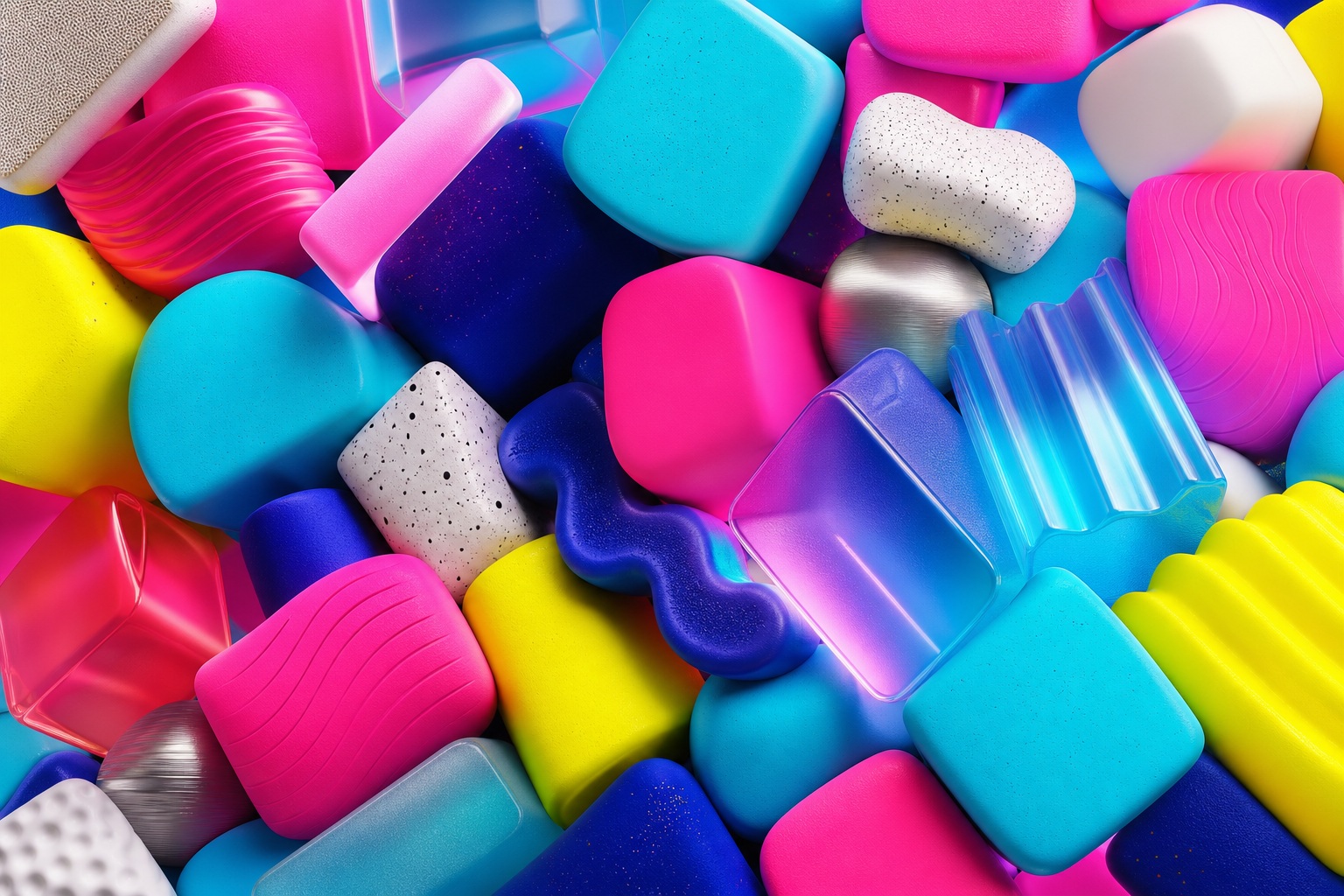 Preview for Neon Abstract 3d Shapes Background