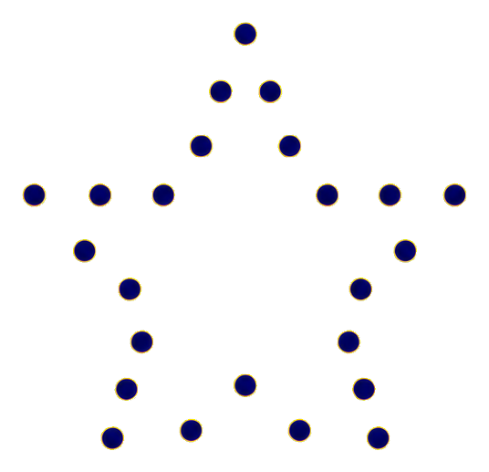 Yellow dotted star outline sticker with a decorative perimeter