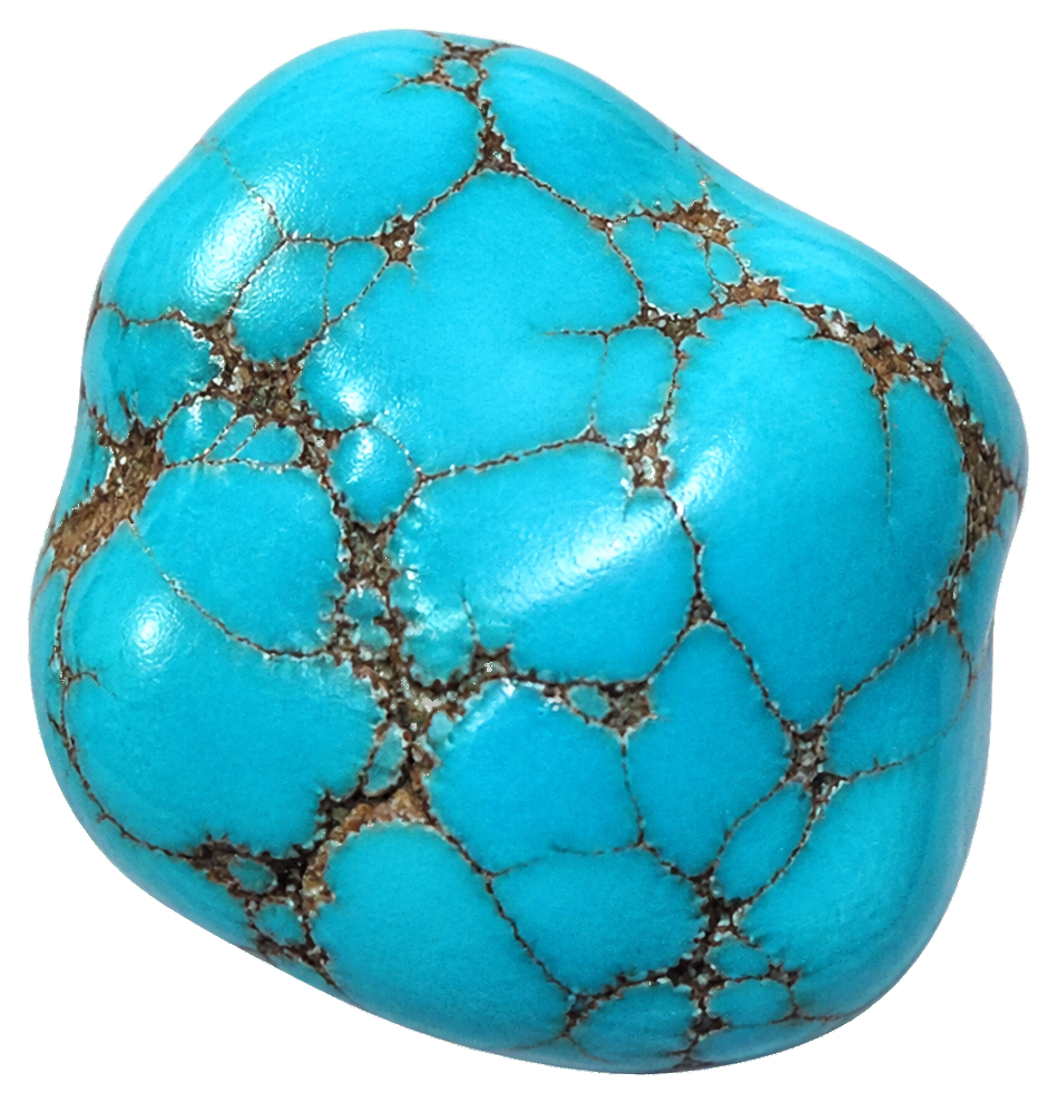 Bright turquoise nugget-shaped gem sticker with brown veining
