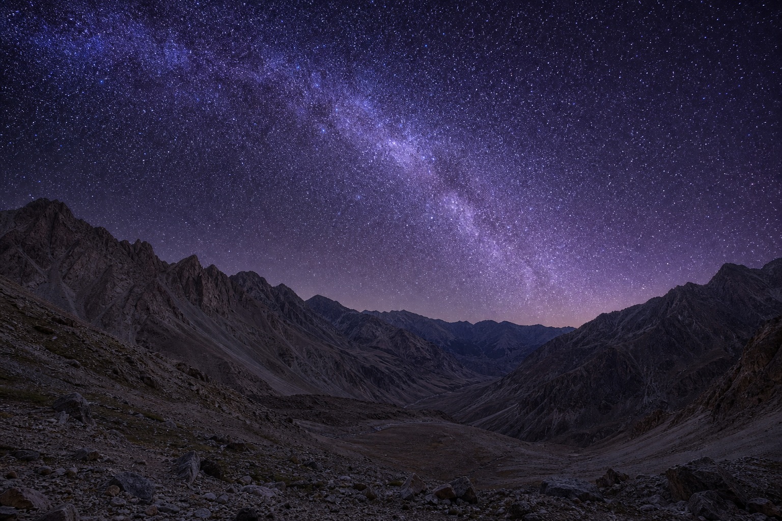 Preview for Starry Mountain Night Landscape Background