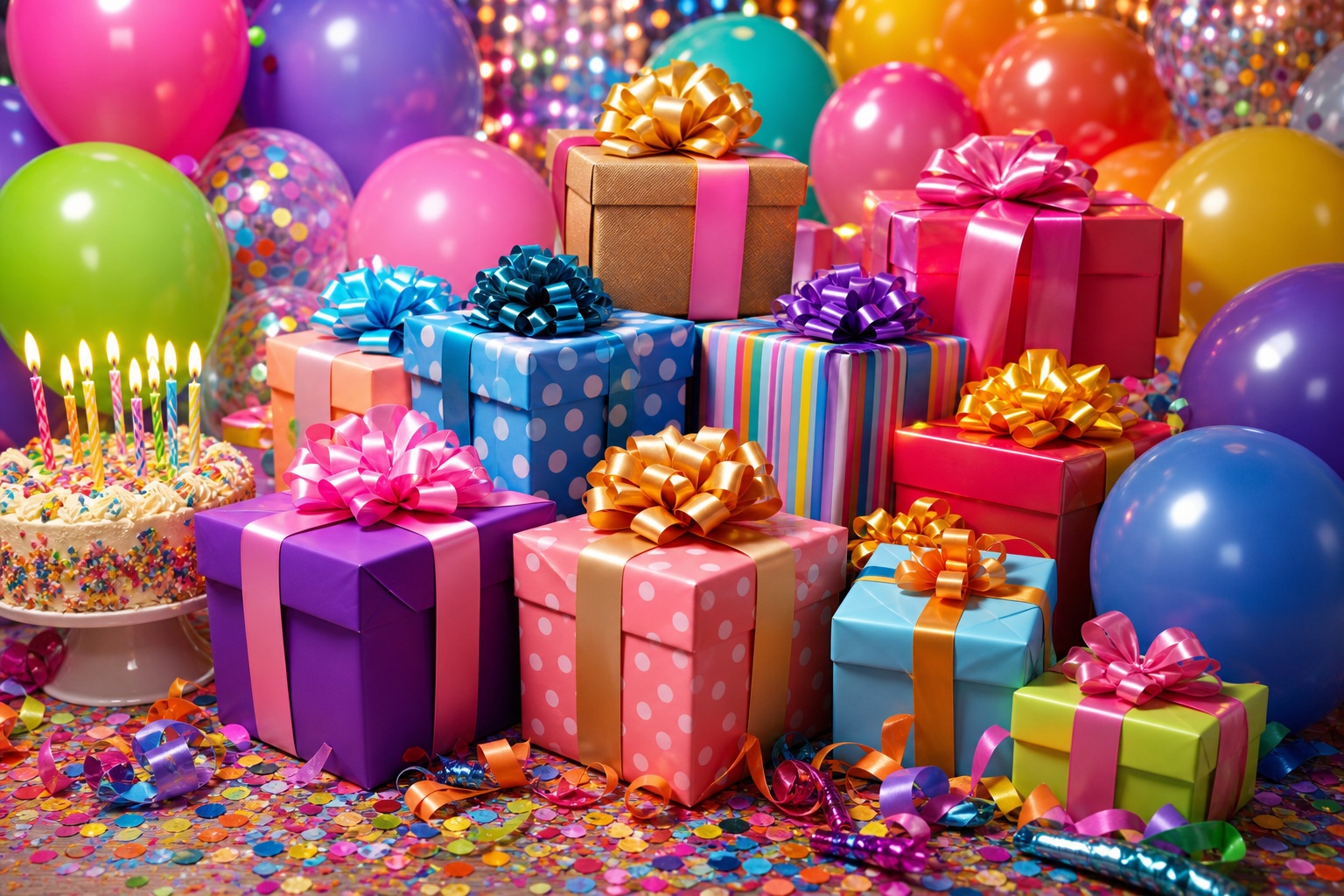 Preview for Birthday Gifts And Balloons Stock Background
