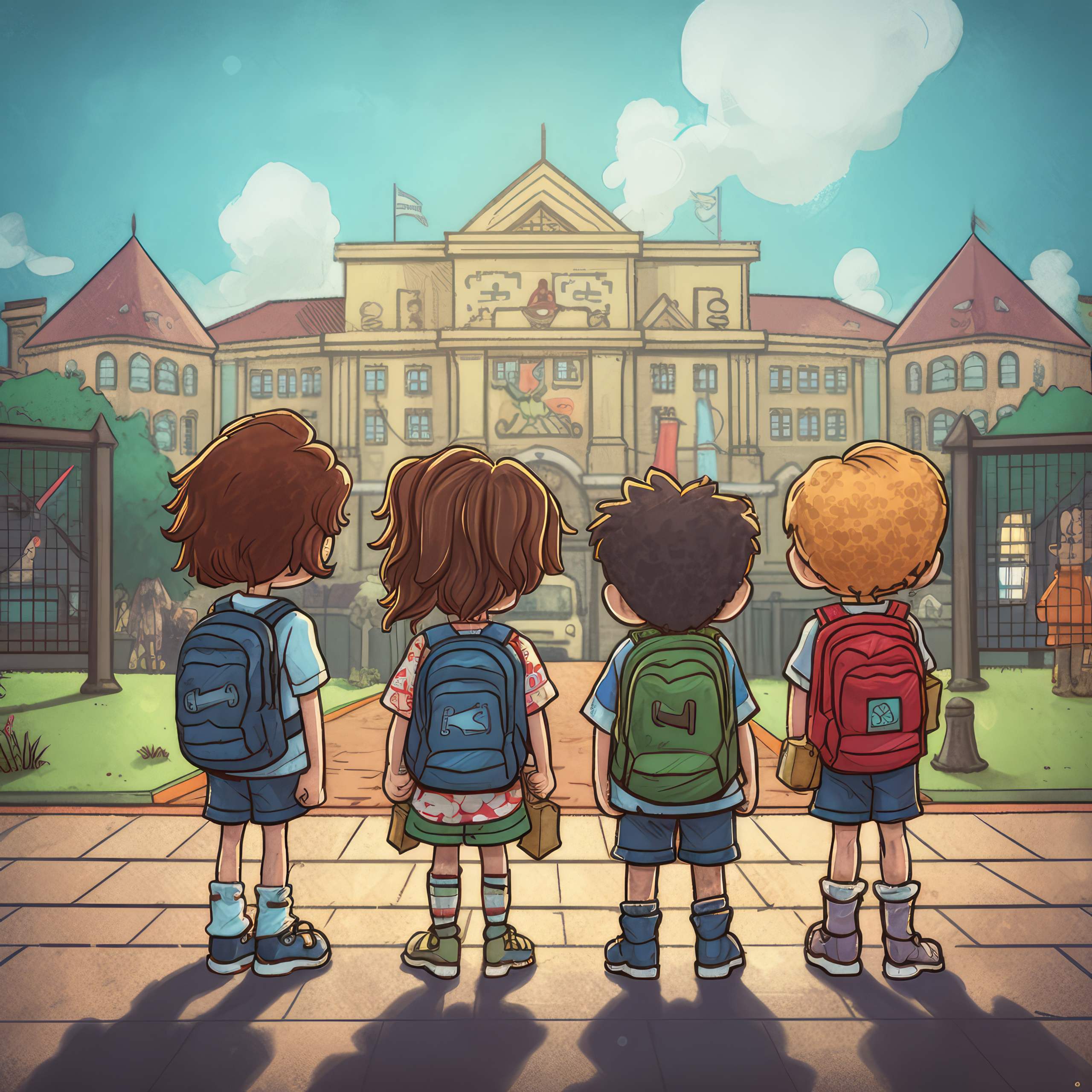 Preview for Kids-heading-to-school-anime-background-258b8
