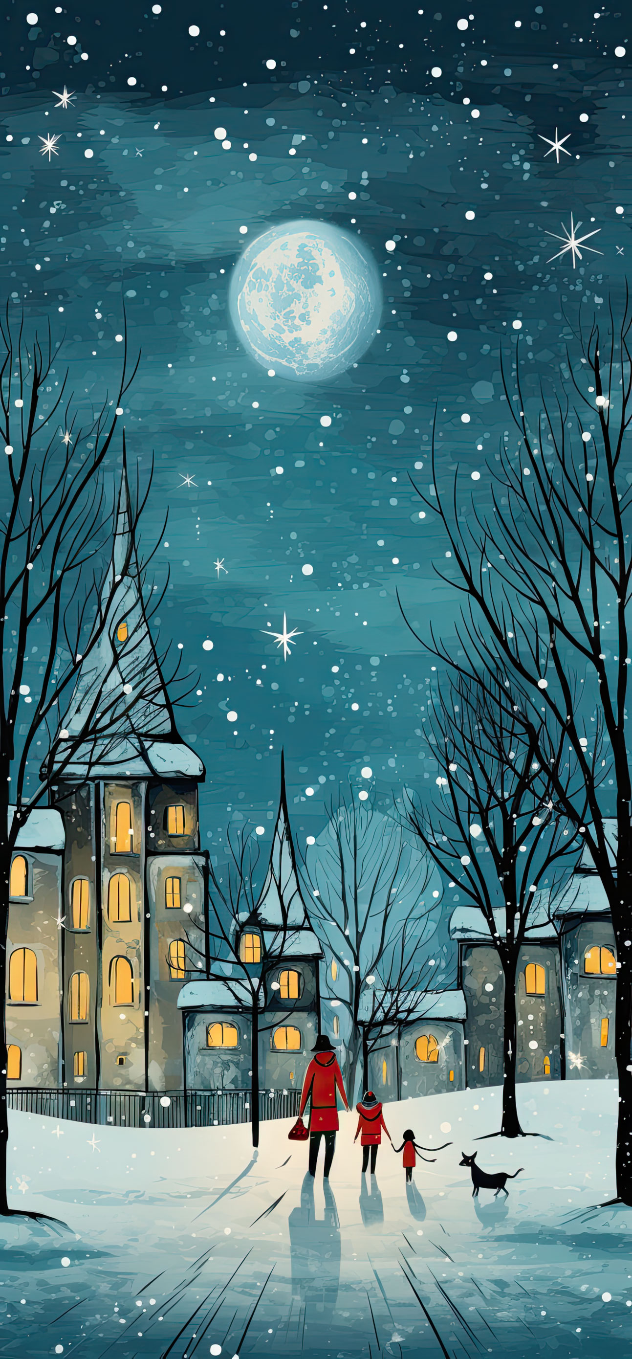 Preview for Whimsical-winter-night-scene-christmas-phone-background-07557