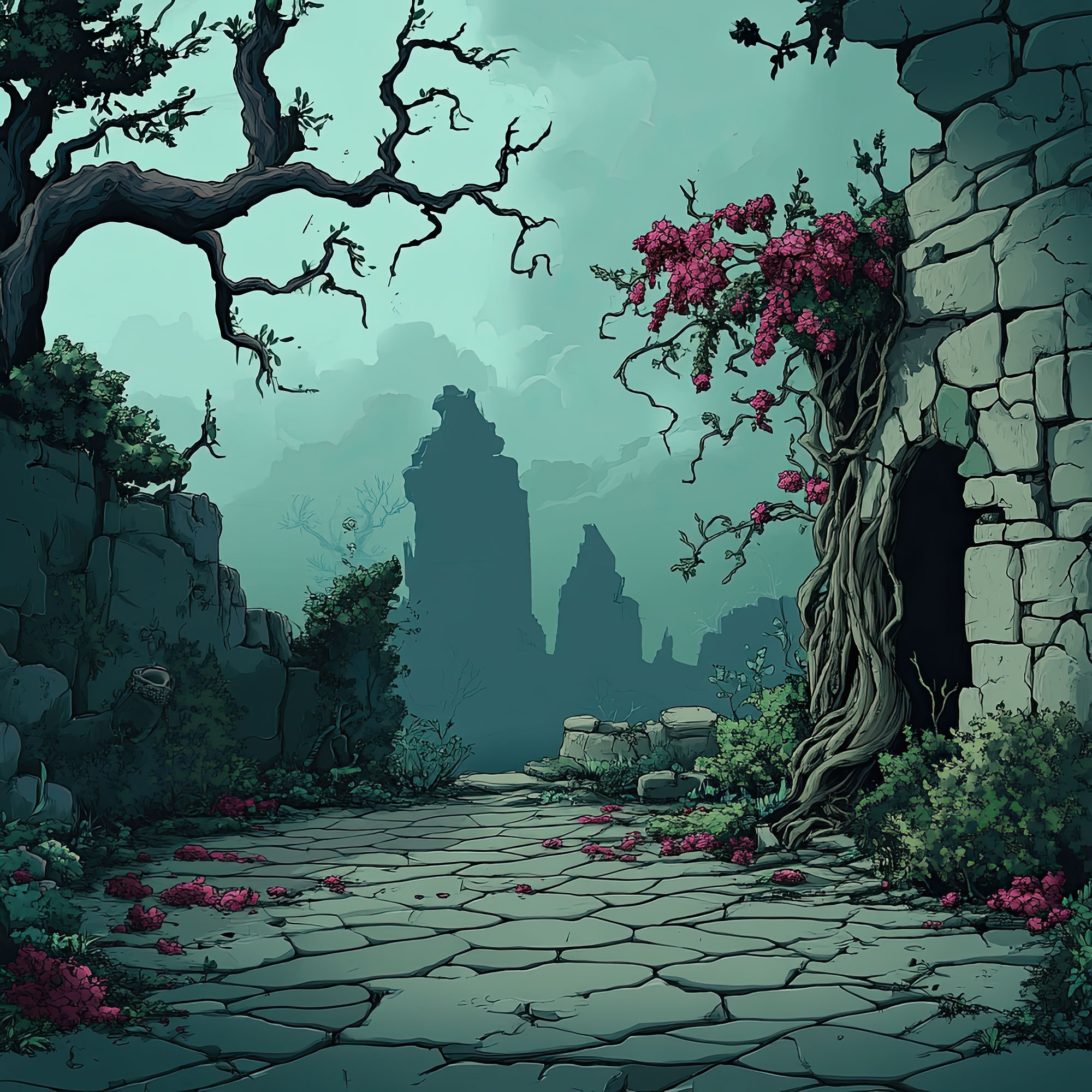 Preview for Mystical-ancient-ruins-landscape-spooky-backdrop-background-0a85d