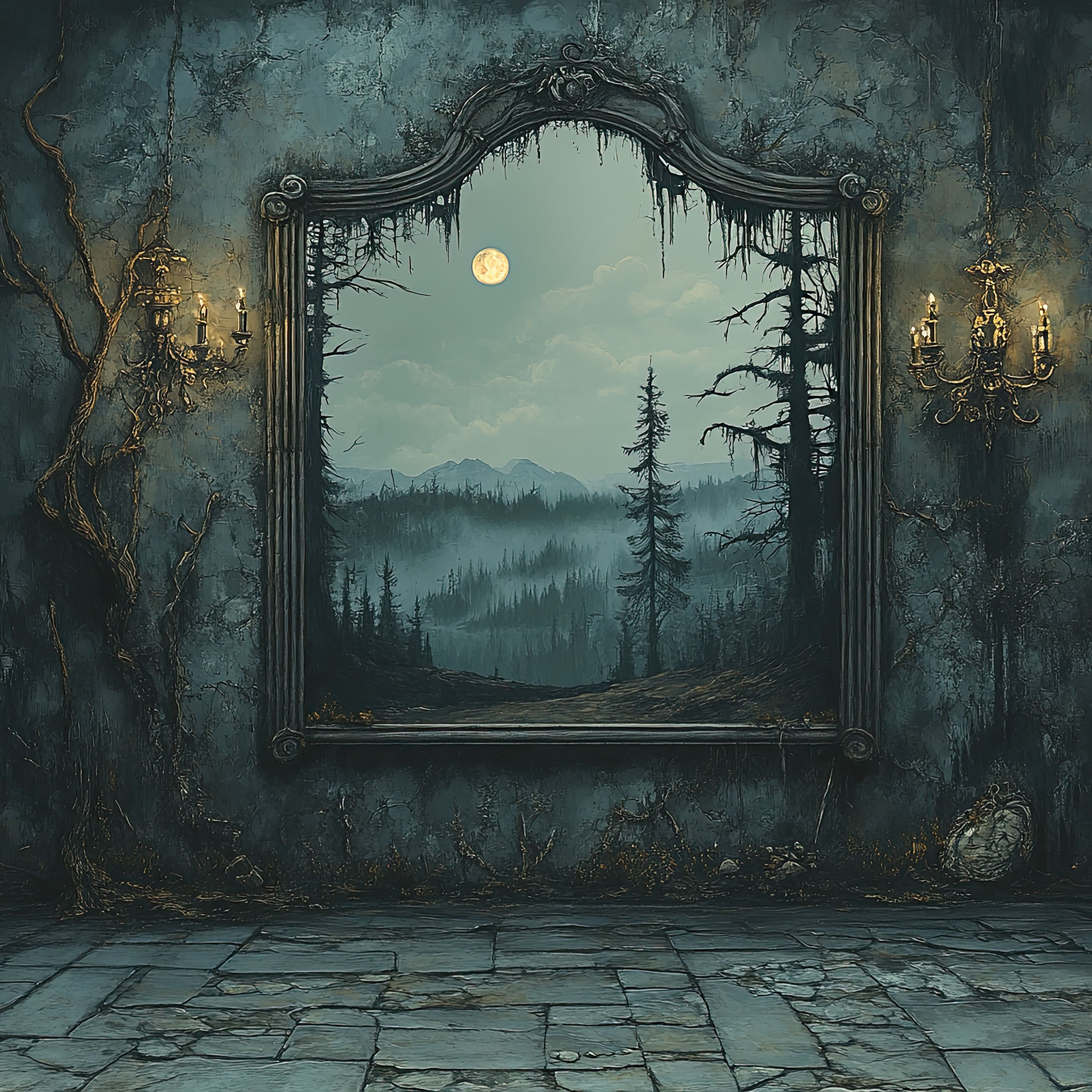 Preview for Mystical-forest-mirror-reflection-spooky-backdrop-background-eb528