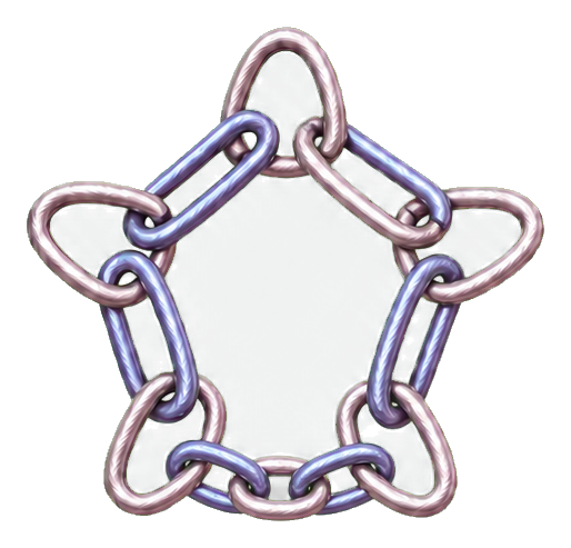 Star-shaped chain link sticker with metallic outlines and dark center