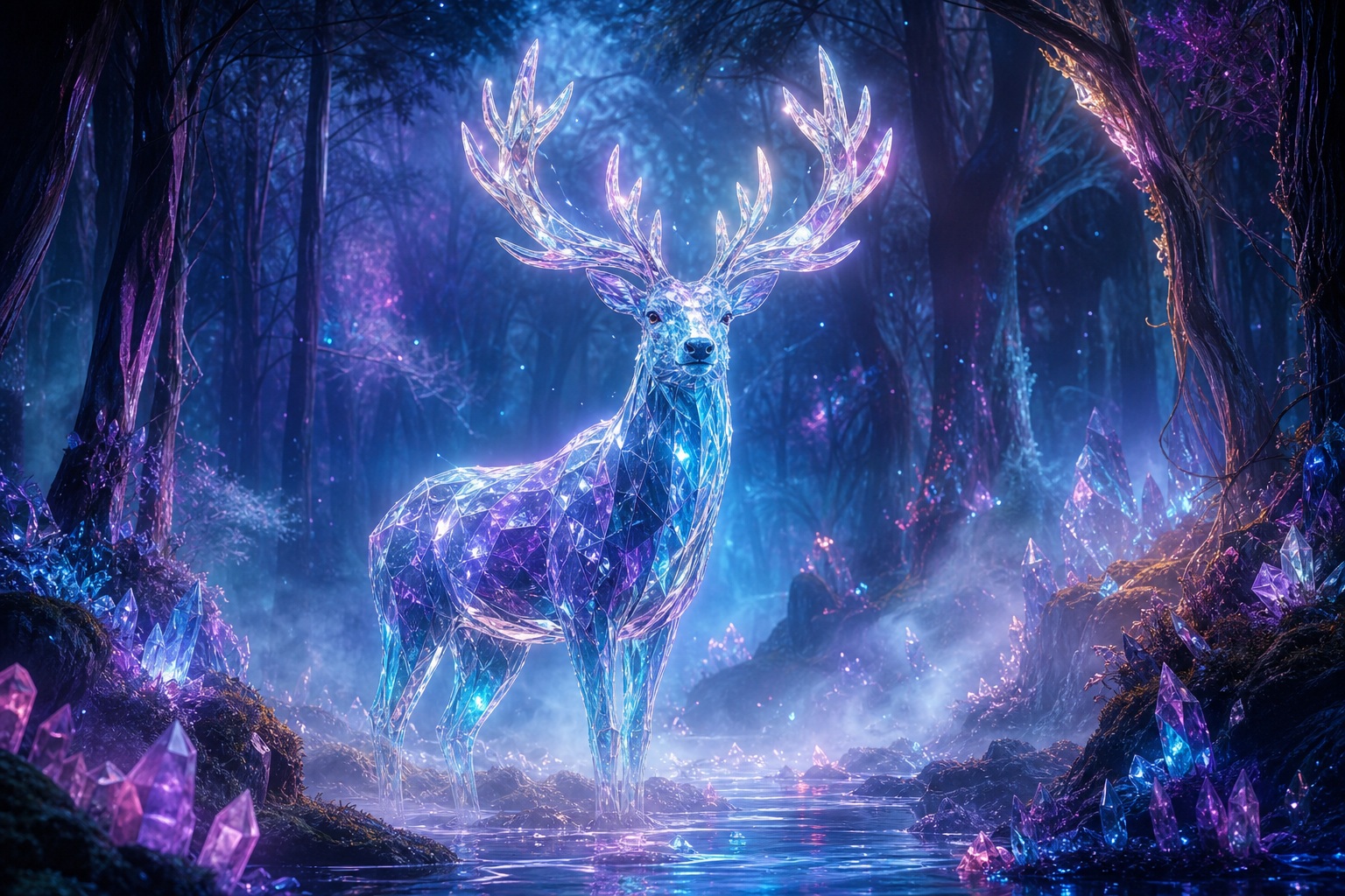 Preview for Enchanted Crystal Stag Stock Background