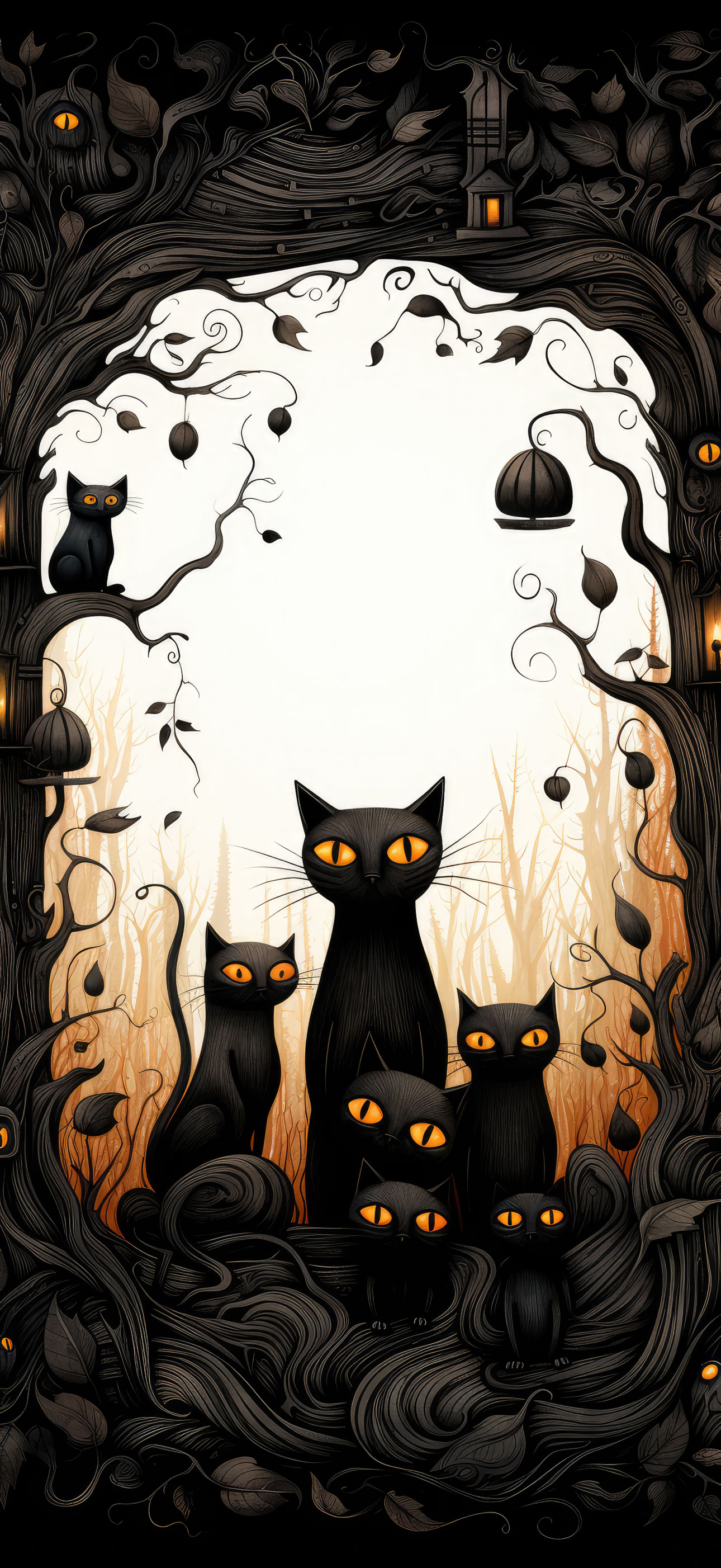 Preview for Halloween-black-cats-illustration-halloween-phone-background-b32f2