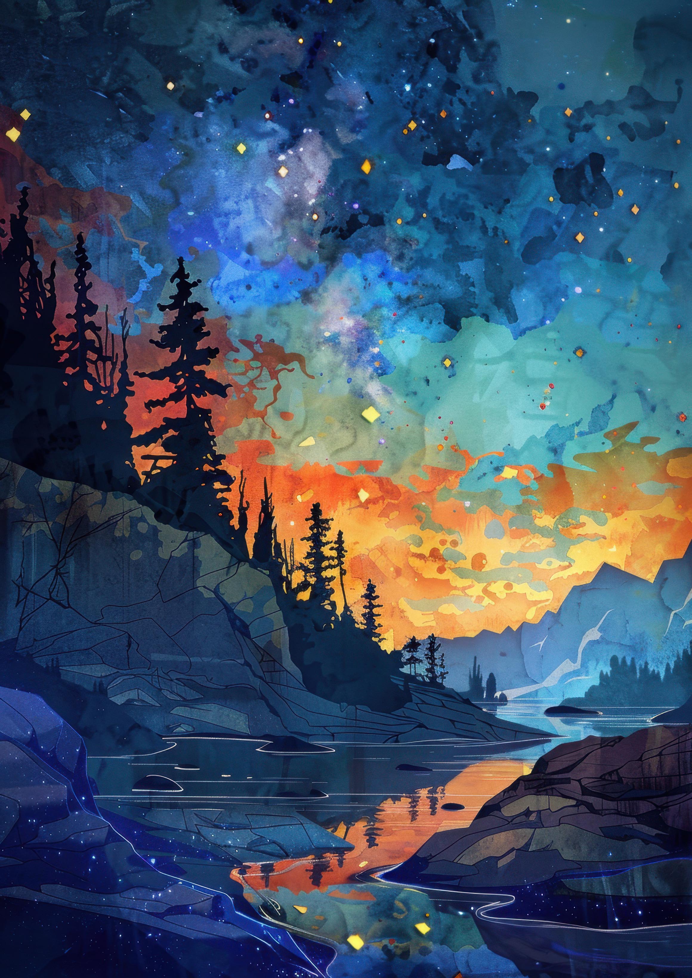 Preview for Night-sky-reflection-art-astrophotography-photo-background-d5e5f