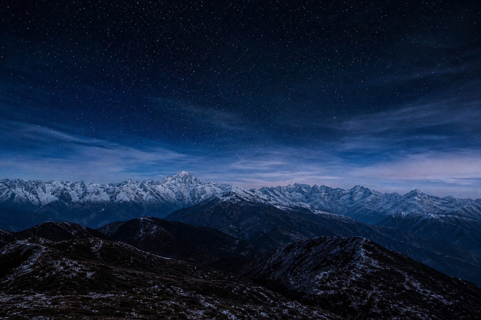 Preview for Clear Winter Sky Starry Mountain Background