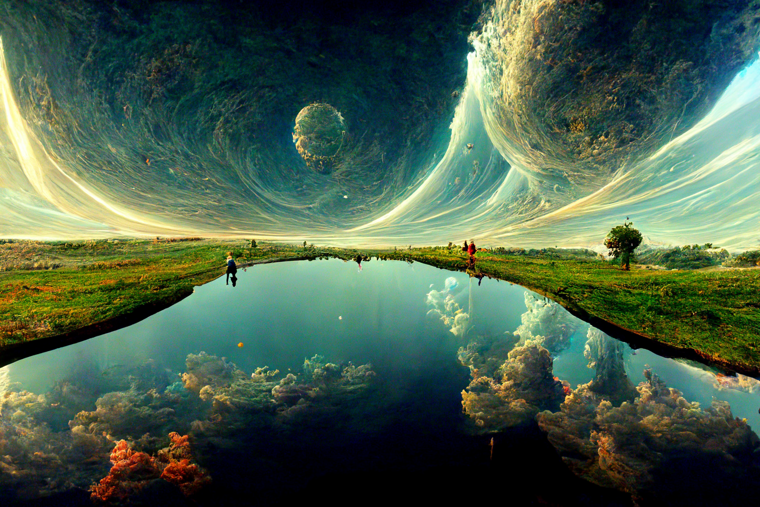 Preview for Surreal-landscape-reflection-ai-images-background-92988