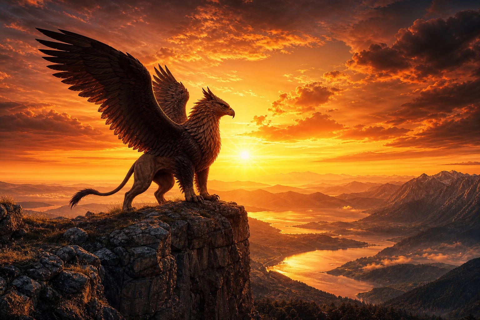 Preview for Griffin Silhouette Sunset Background