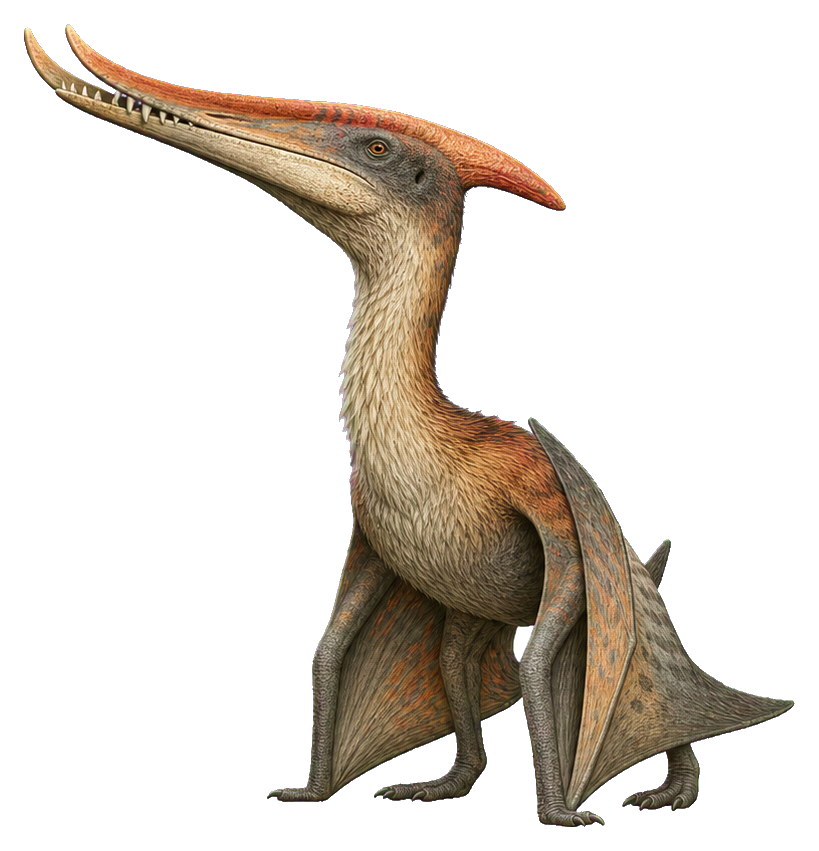Realistic Dsungaripterus pterosaur sticker with an upturned beak and tan wings