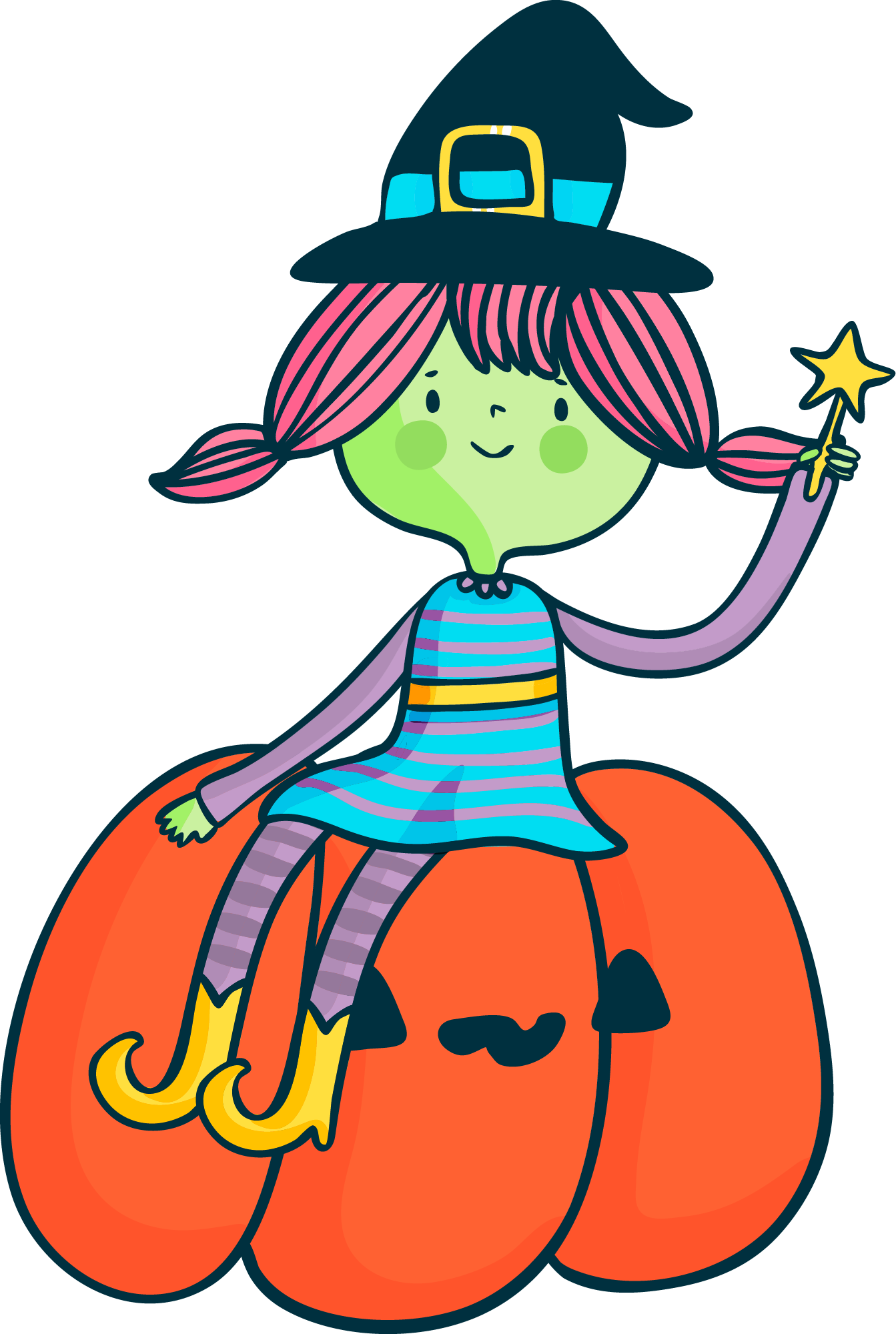 Preview for Little-witch-pumpkin-illustration-witches-sticker-4b951