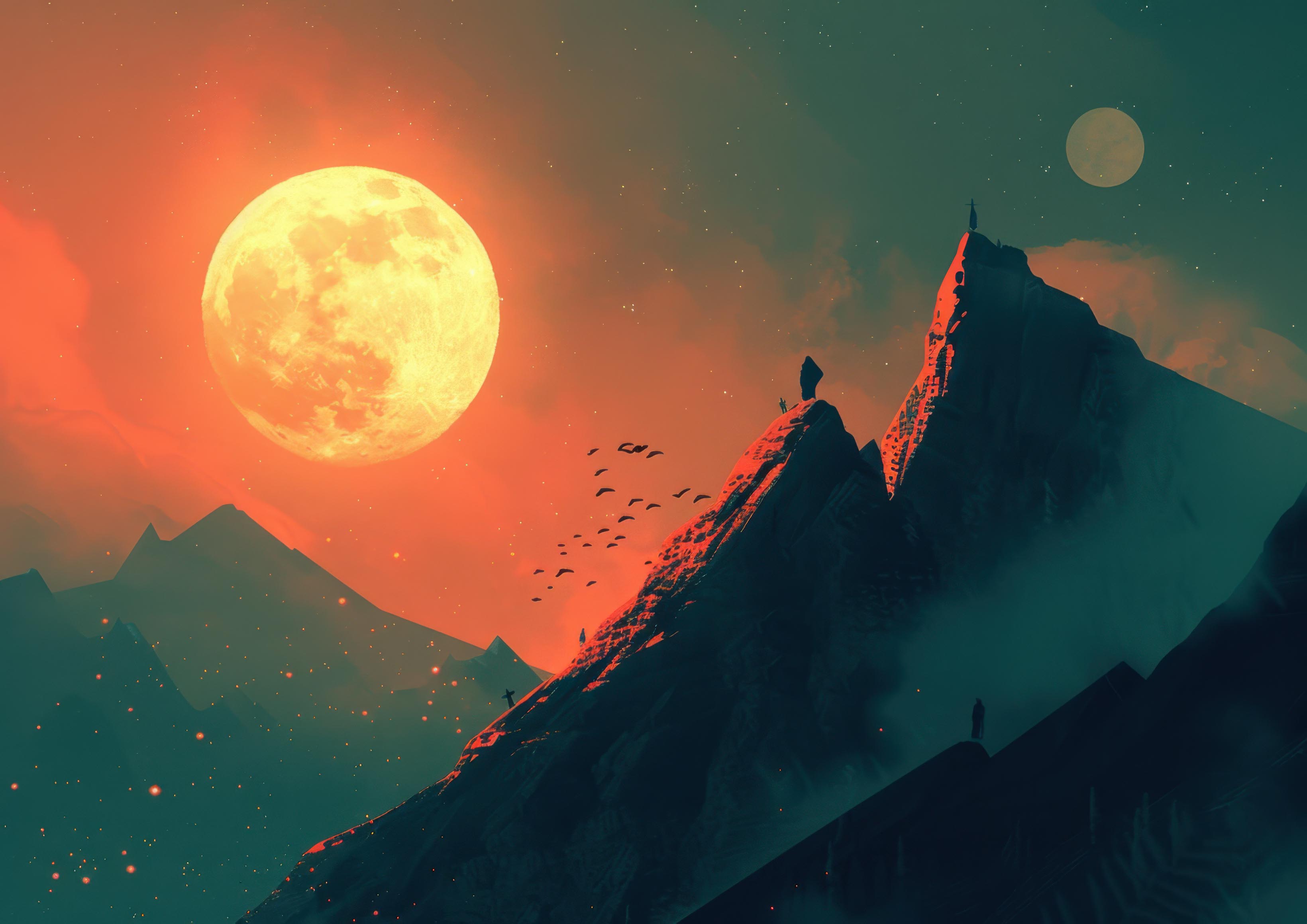 Preview for Moonlit-mountain-landscape-art-astrophotography-photo-background-c8158