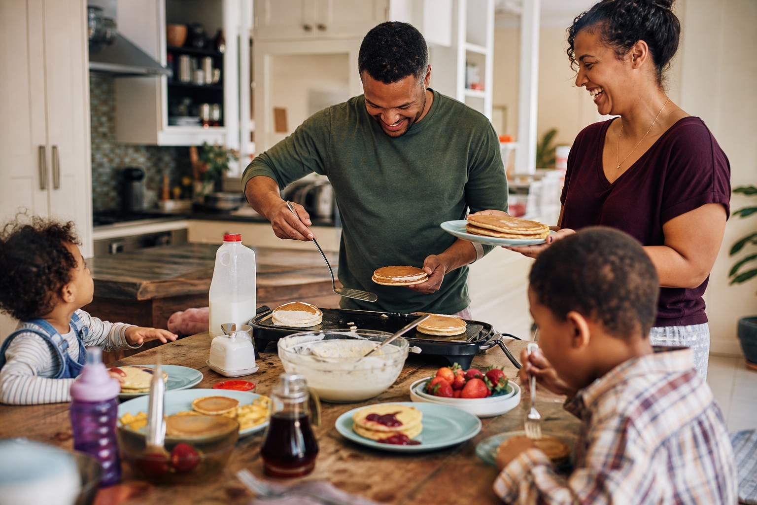 Preview for Family Breakfast Pancakes Stock Background