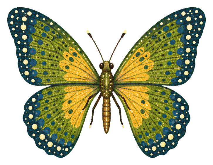 Preview for Pointillist Butterflies Olive Gold