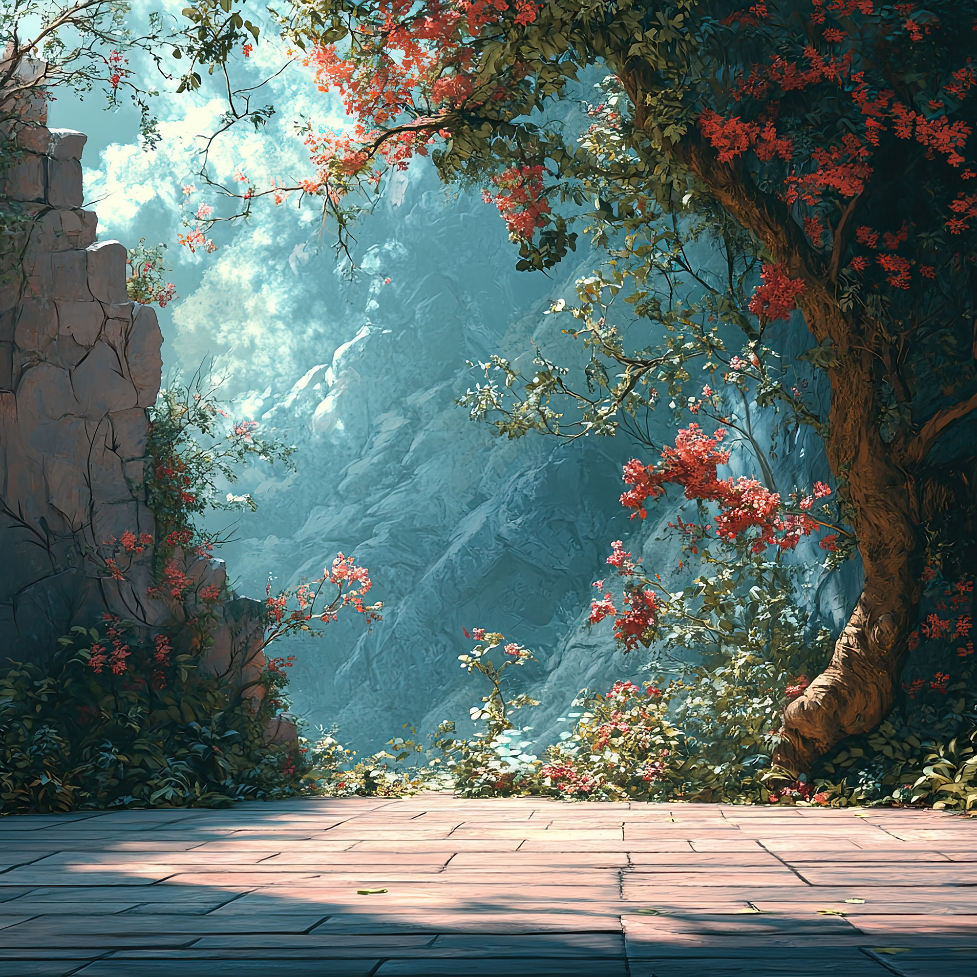 Preview for Serene-garden-oasis-nature-backdrop-background-b2311