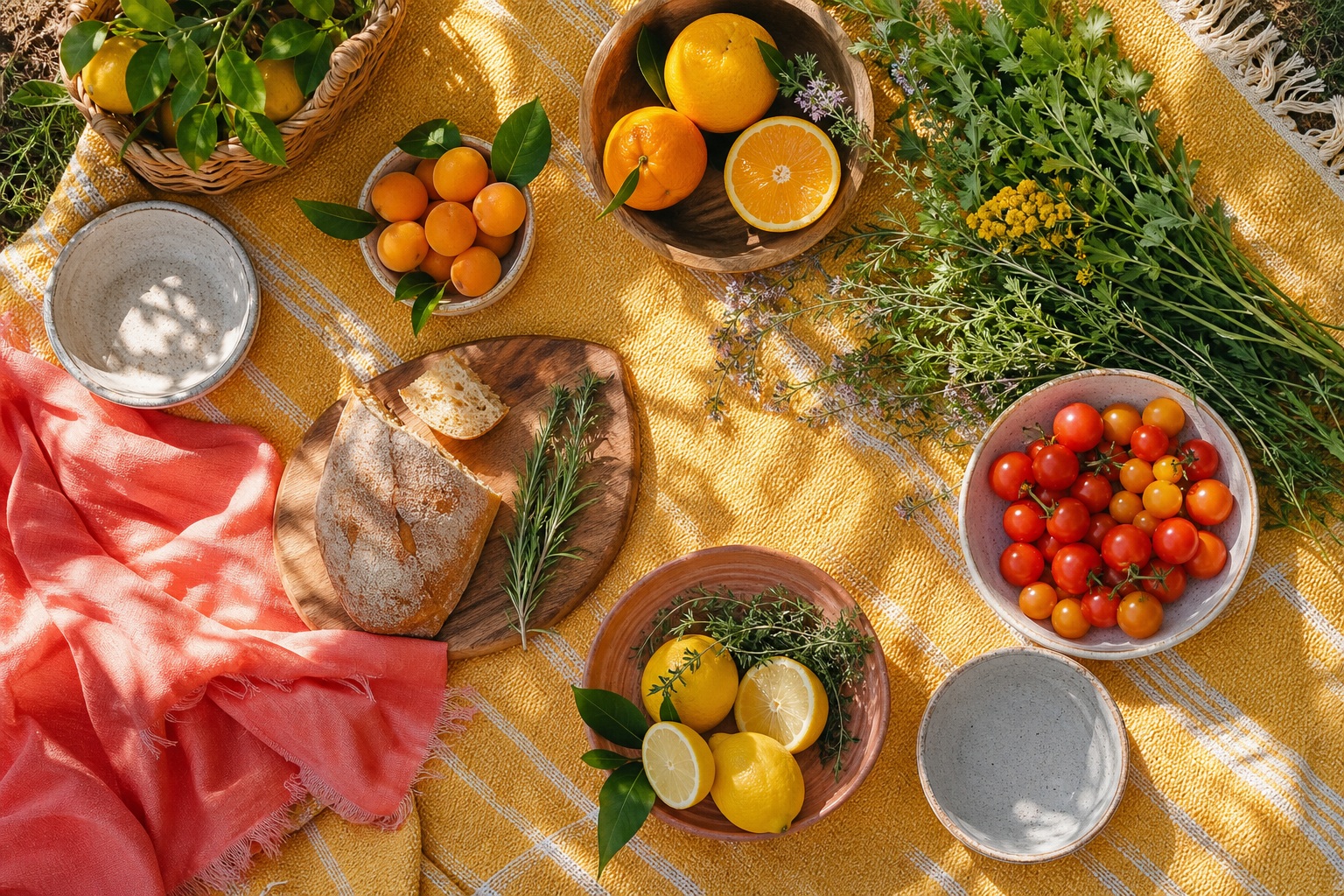 Preview for Yellow Summer Cloth Citrus Picnic Background