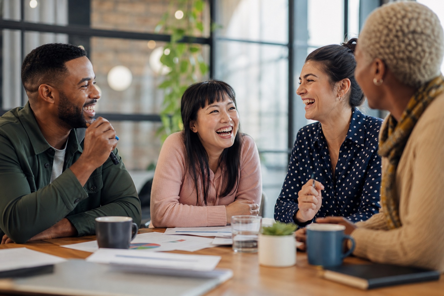Preview for Diverse Coworkers Office Background Stock Photo