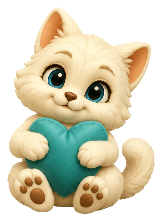 Preview for 3d Kitten Pals Ivory Heart Hug