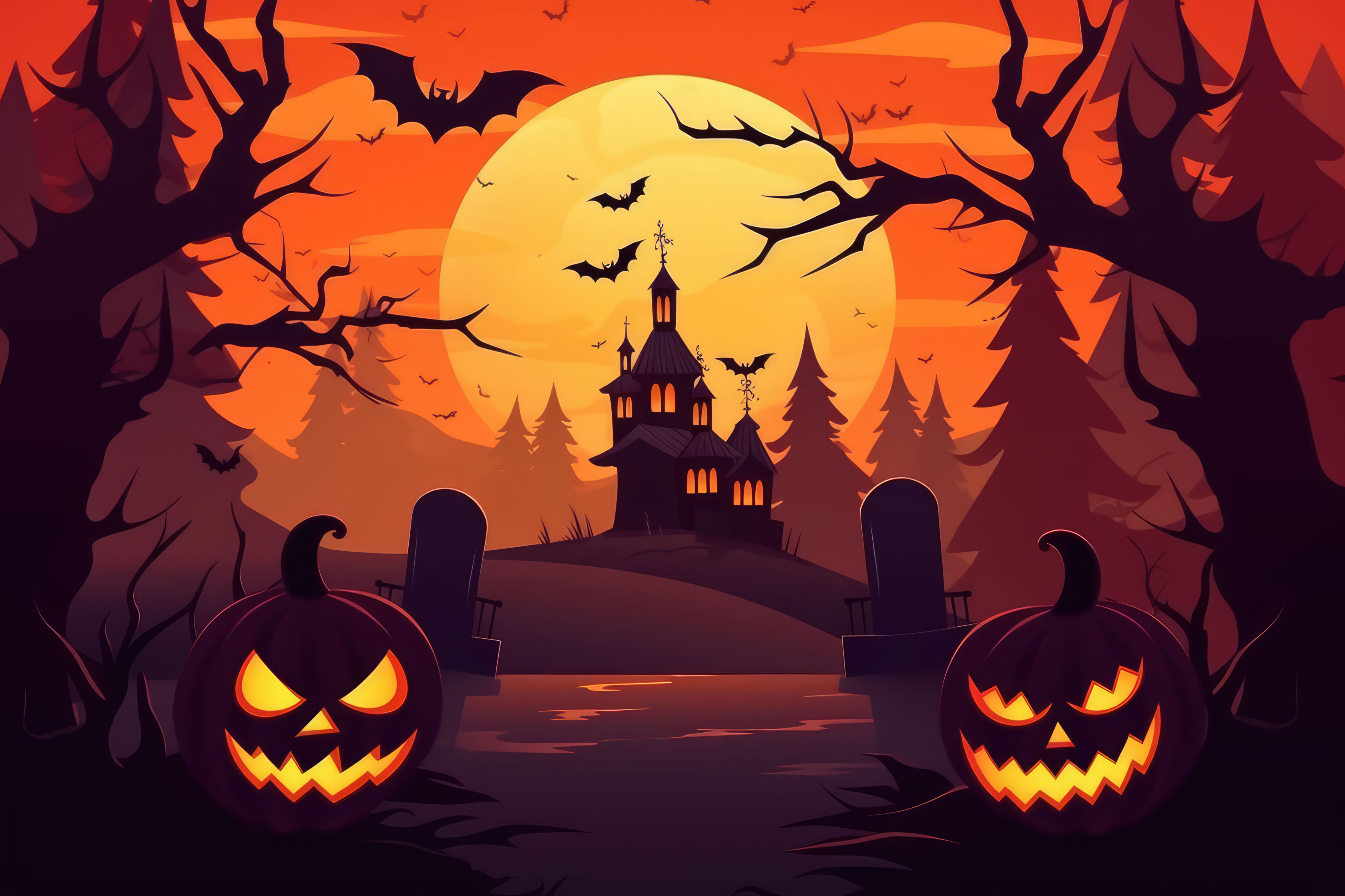 Preview for Halloween-haunted-house-scene-cute-halloween-background-62b42