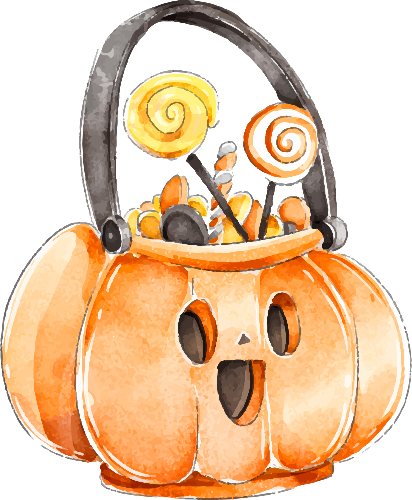 Preview for Halloween-candy-pumpkin-bucket-halloween-watercolor-sticker-2e61e