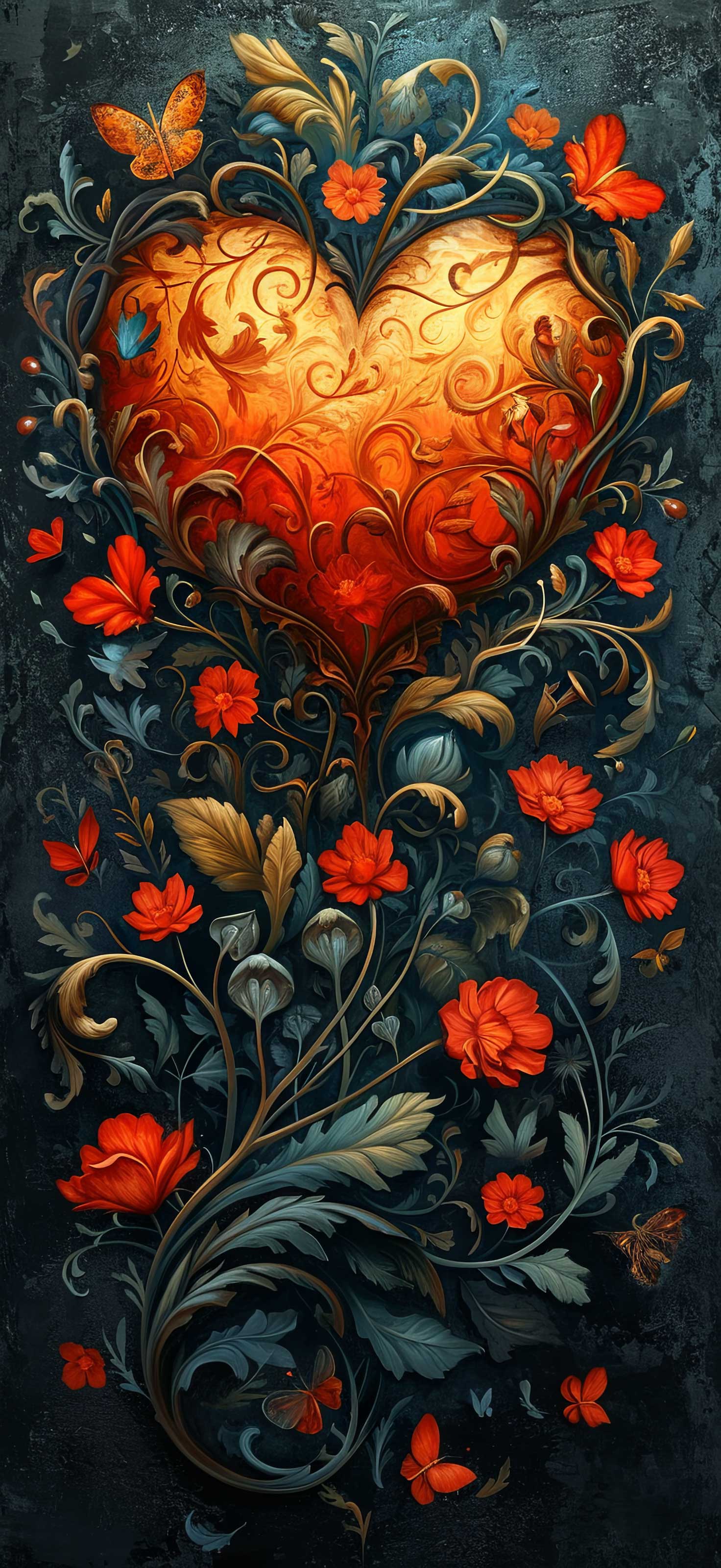 Preview for Heart-floral-design-heart-phone-background-034a4