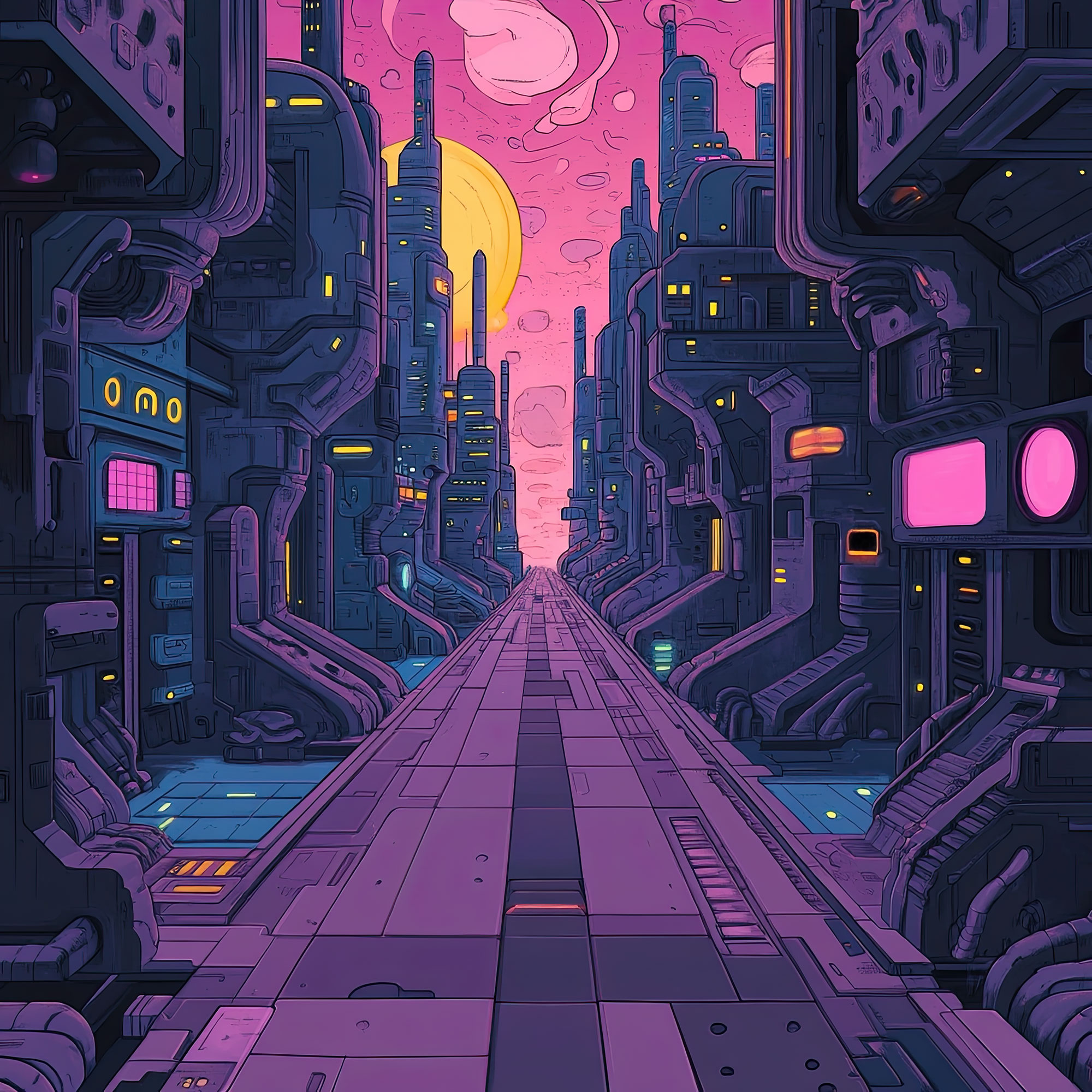 Preview for Futuristic-city-dusk-digital-art-sci-fi-backdrop-background-53357